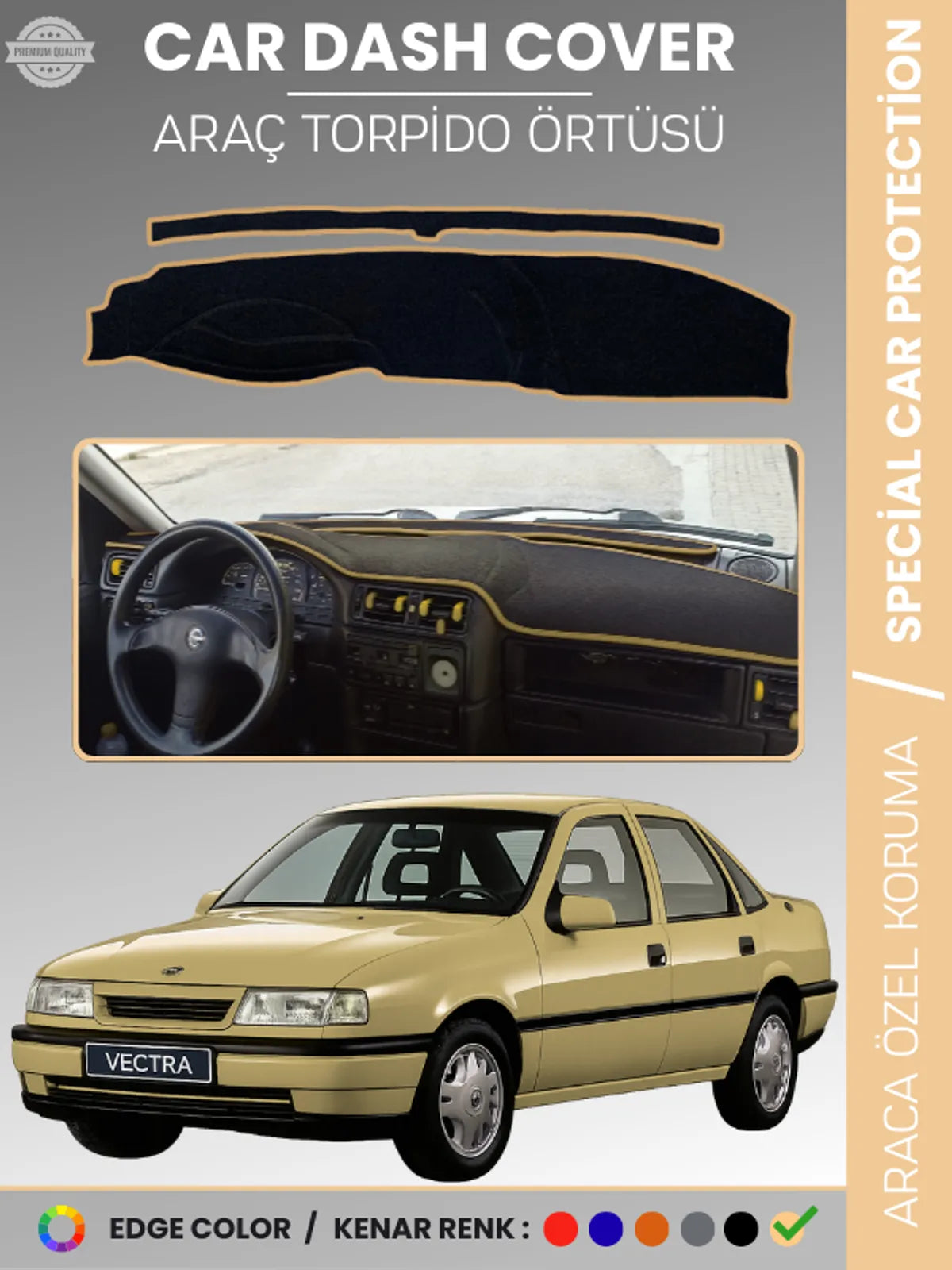 OPEL VECTRA A (1988-1995) Uyumlu Torpido Örtüsü Araca Özel Ön Göğüs Koruma