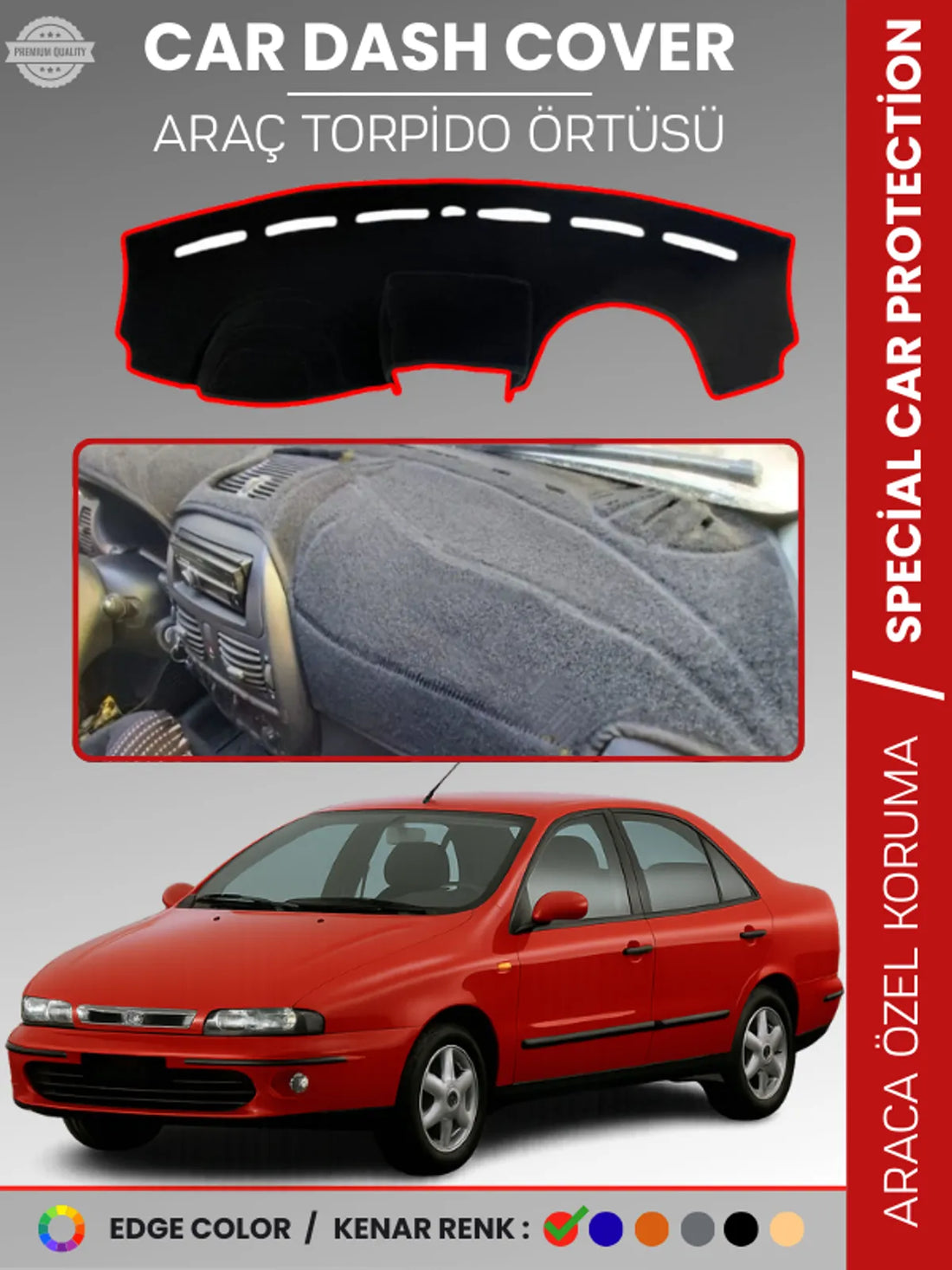 FIAT MAREA (1999-2007) Uyumlu Torpido Örtüsü Araca Özel Ön Göğüs Koruma