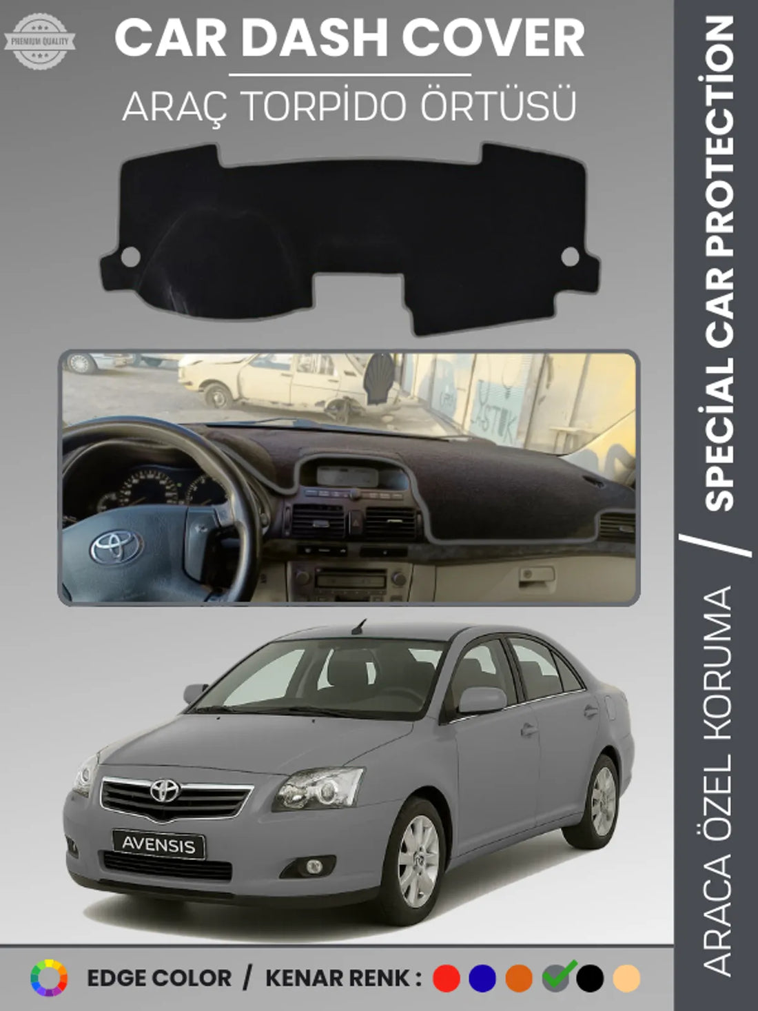 TOYOTA AVENSİS T250 (2003-2008) Uyumlu Torpido Örtüsü Araca Özel Ön Göğüs Koruma