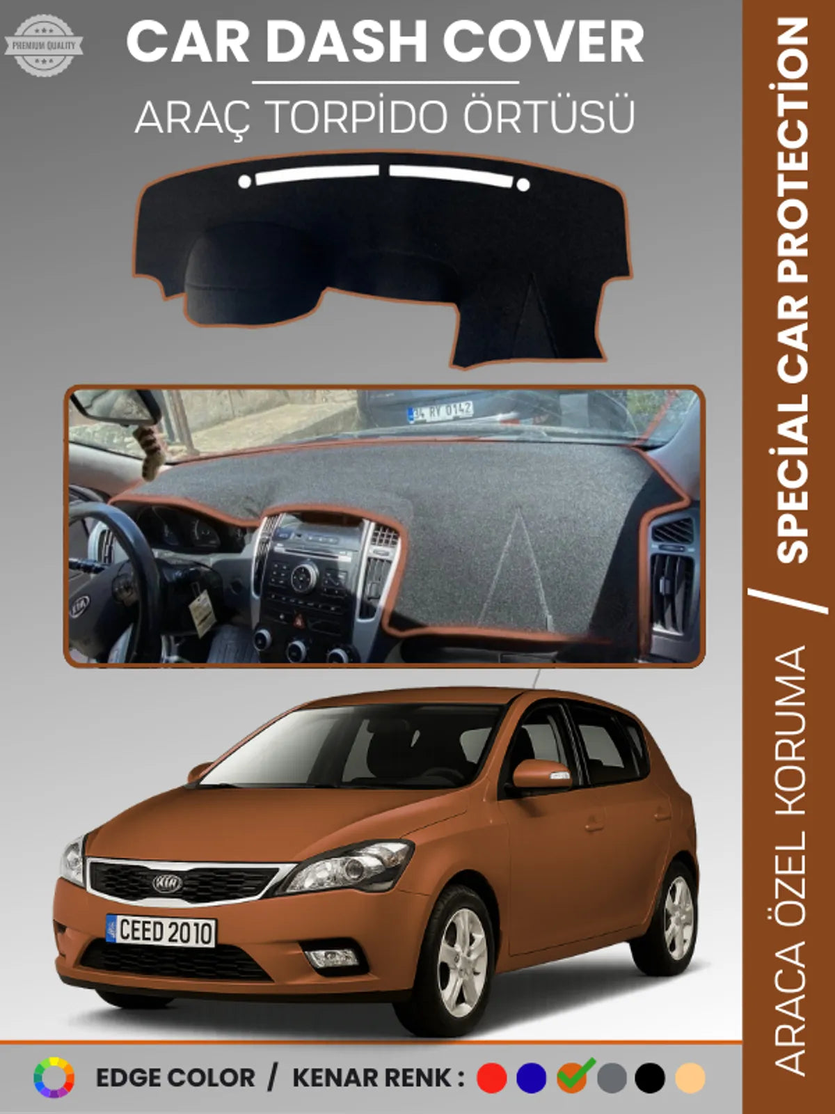 KİA CEED (2006-2012) Uyumlu Torpido Örtüsü Araca Özel Ön Göğüs Koruma