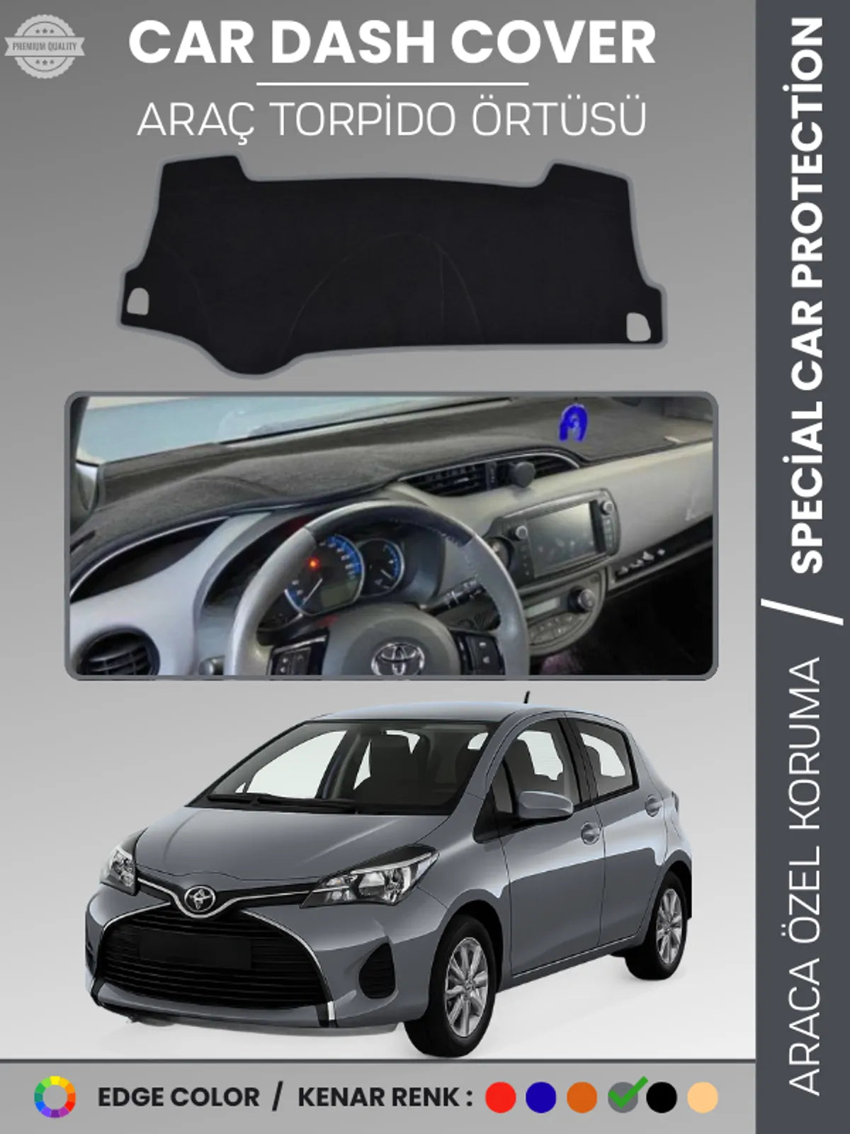 TOYOTA YARİS (2014-2019) Uyumlu Torpido Örtüsü Araca Özel Ön Göğüs Koruma