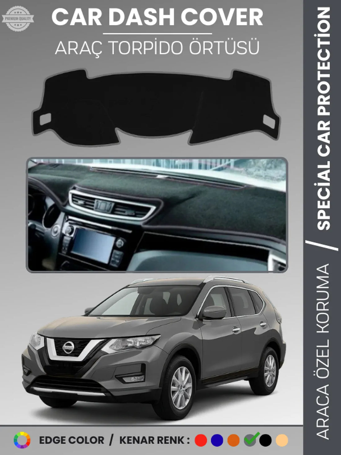NISSAN X-TRAIL T32 (2014-2021) Uyumlu Torpido Örtüsü Araca Özel Ön Göğüs Koruma