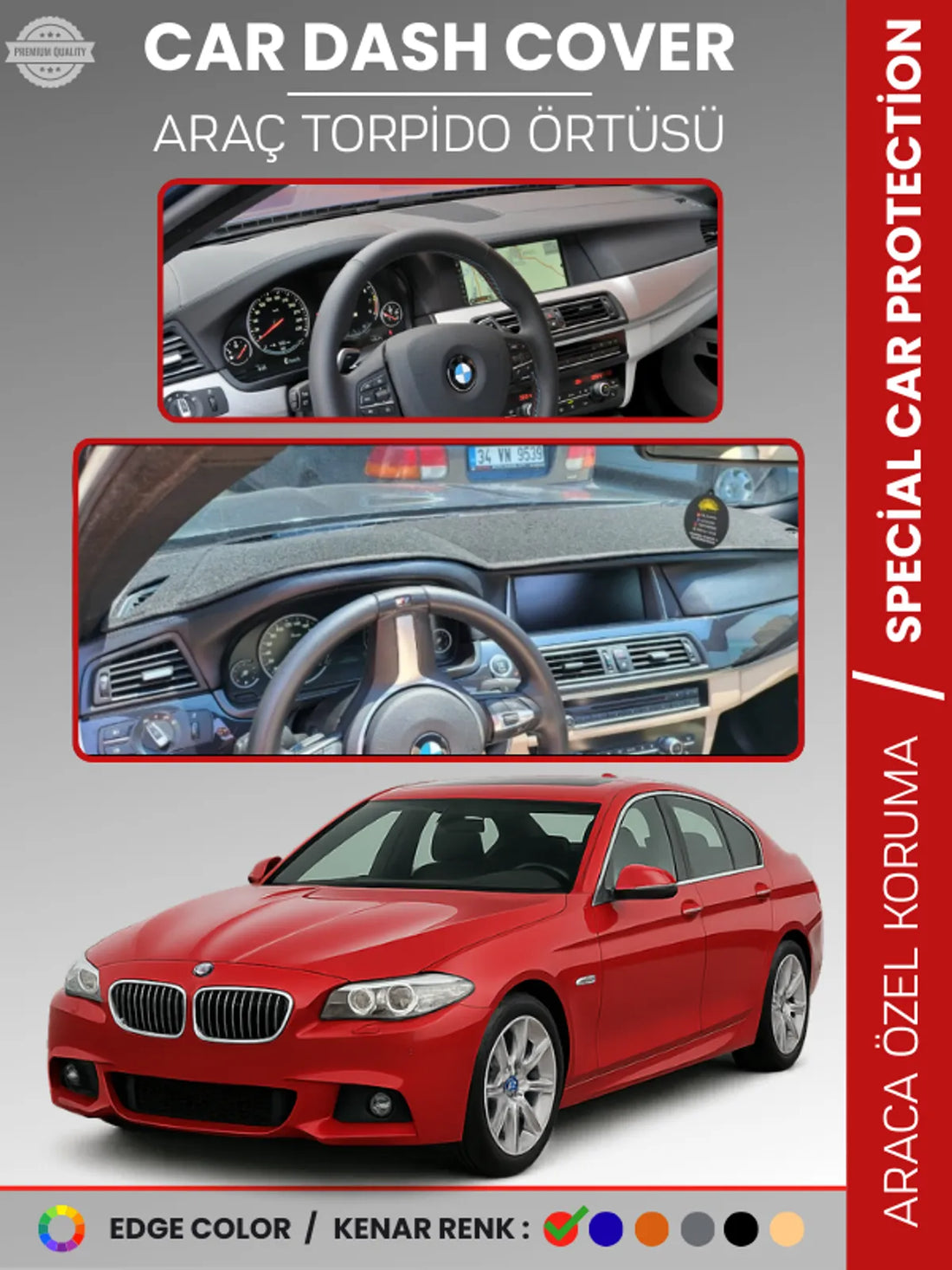 BMW F10 5 SERİSİ (2010-2017) Uyumlu Torpido Örtüsü Araca Özel Ön Göğüs Koruma