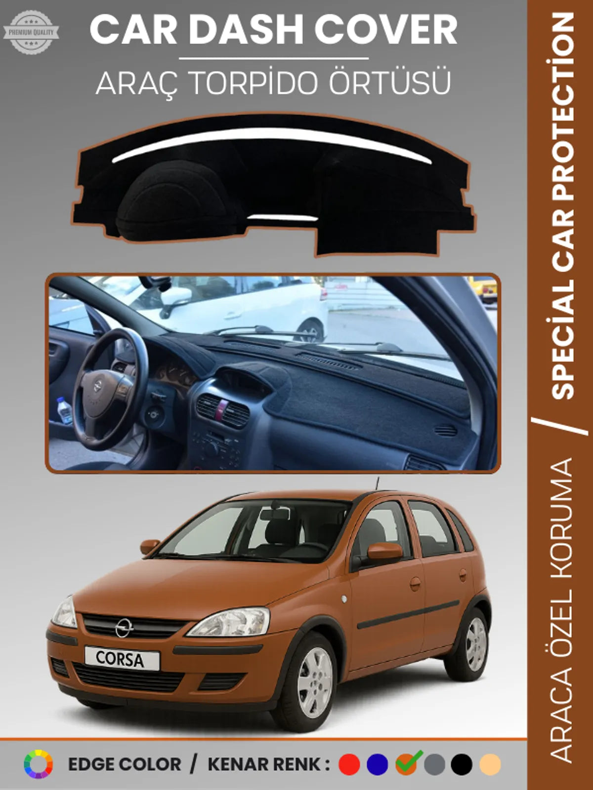 Opel CORSA C (2000-2006) Uyumlu Torpido Örtüsü Araca Özel Ön Göğüs Koruma