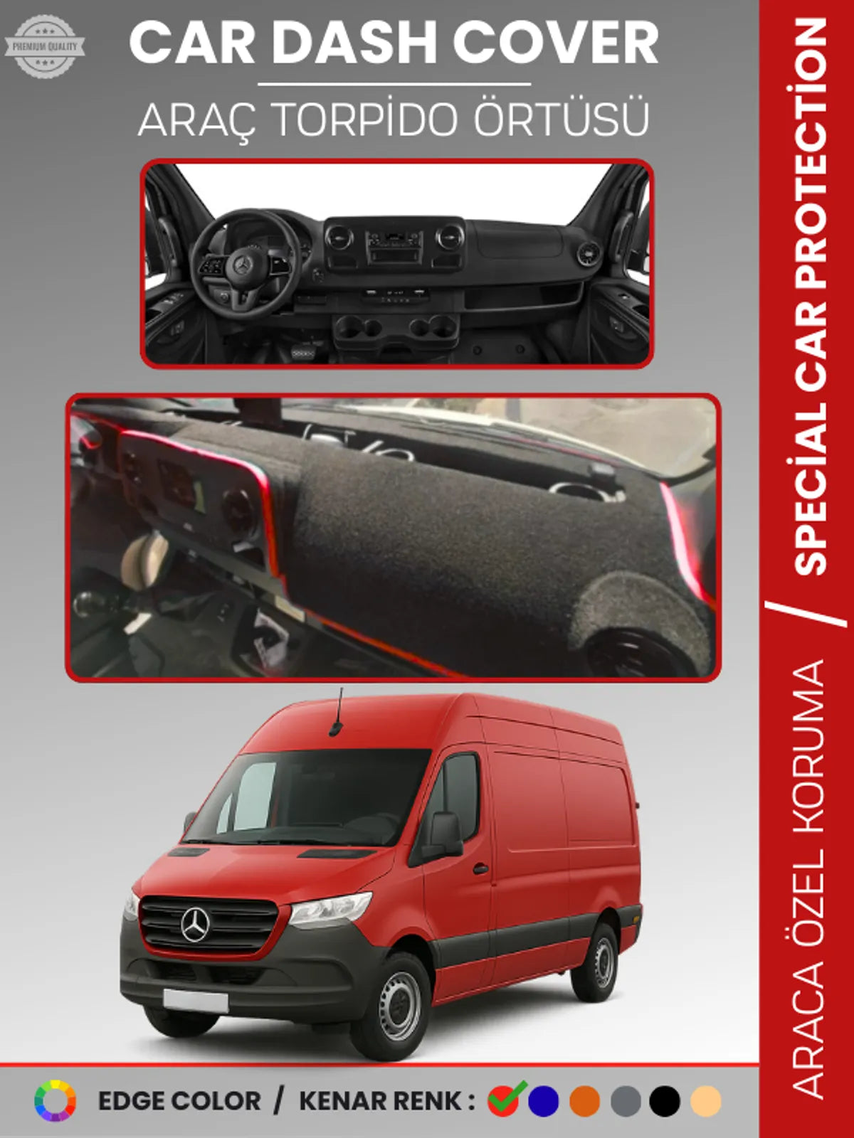 MERCEDES SPRINTER VS30 (2018-2024) Uyumlu Torpido Örtüsü Araca Özel Ön Göğüs Koruma