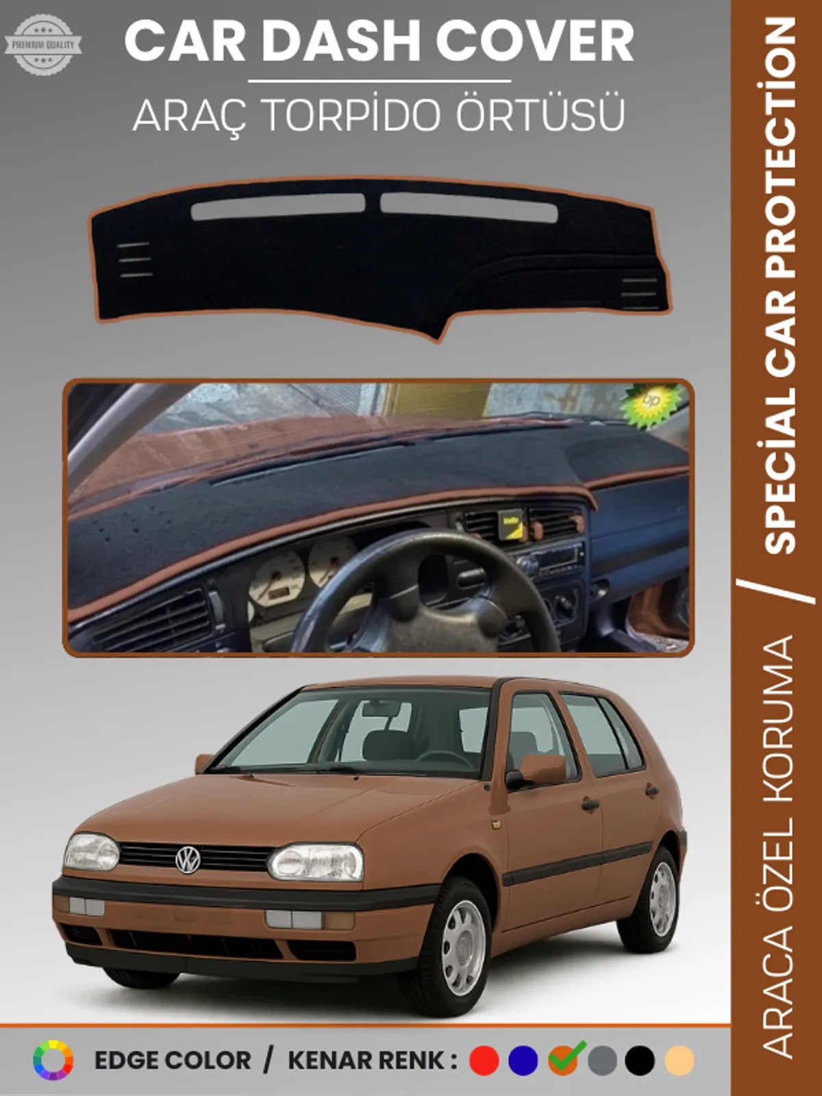 VOLKSWAGEN GOLF 3 MK3 (1991-1998) Uyumlu Torpido Örtüsü Araca Özel Ön Göğüs Koruma