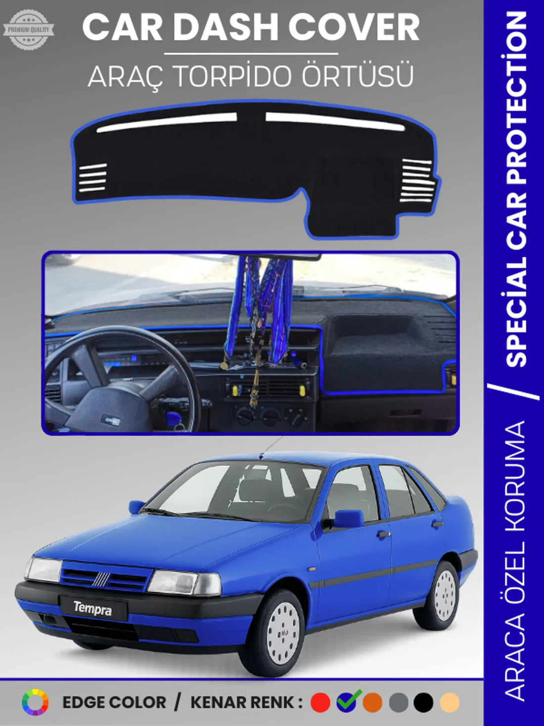 FIAT TEMPRA (1992-1997) Uyumlu Torpido Örtüsü Araca Özel Ön Göğüs Koruma
