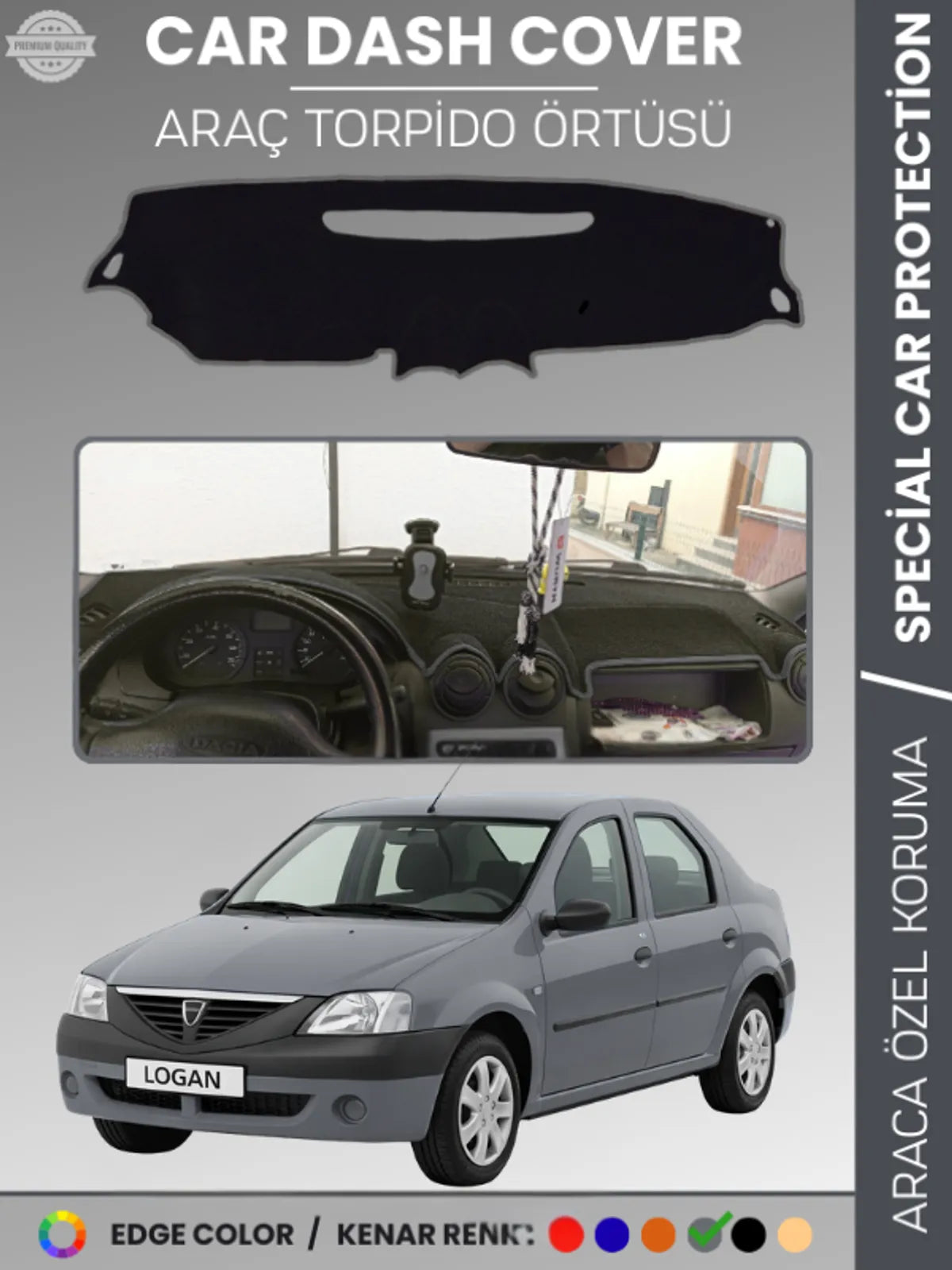 DACIA LOGAN 1 (2004-2012) Uyumlu Torpido Örtüsü Araca Özel Ön Göğüs Koruma