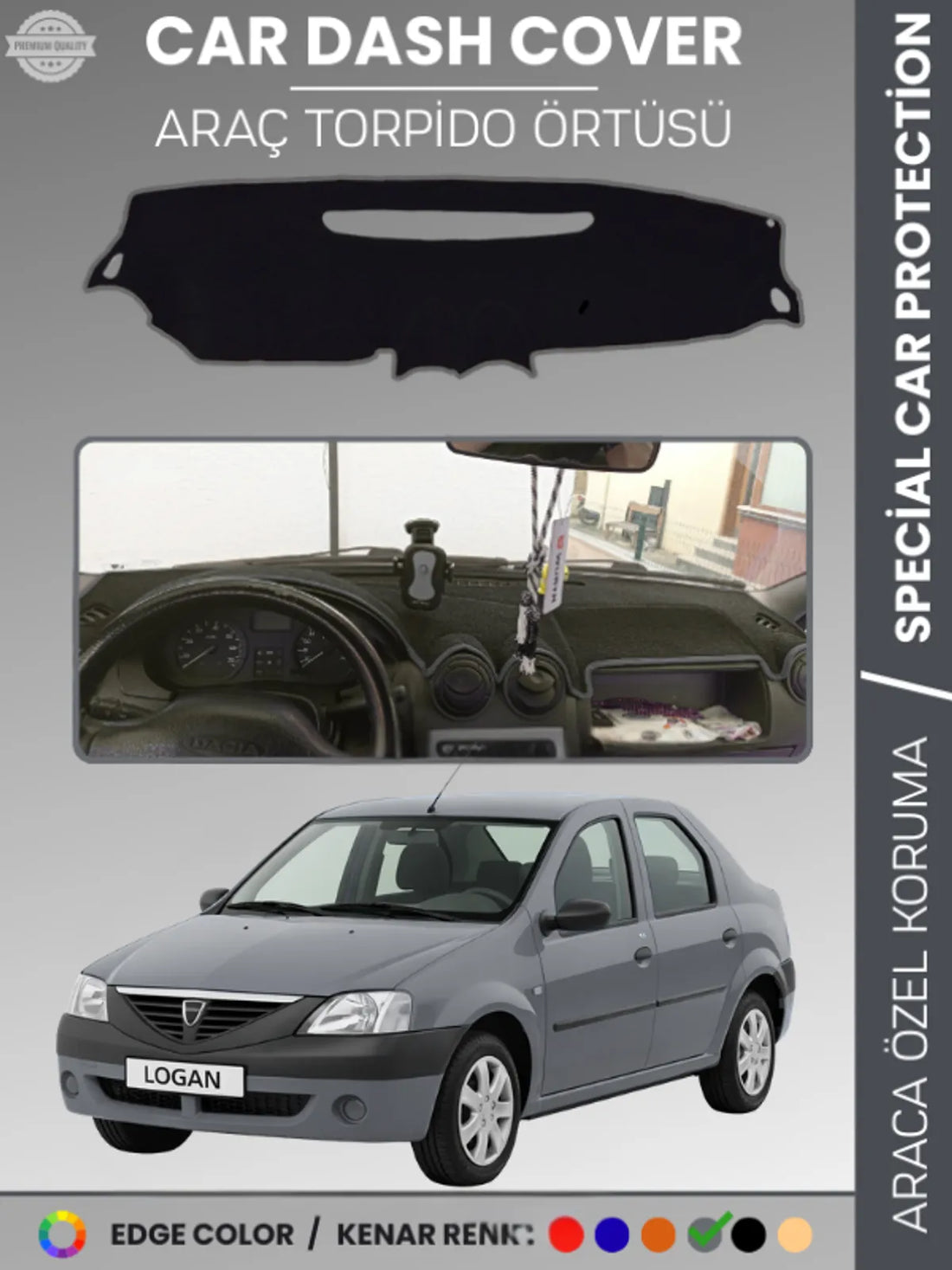 DACIA LOGAN 1 (2004-2012) Uyumlu Torpido Örtüsü Araca Özel Ön Göğüs Koruma