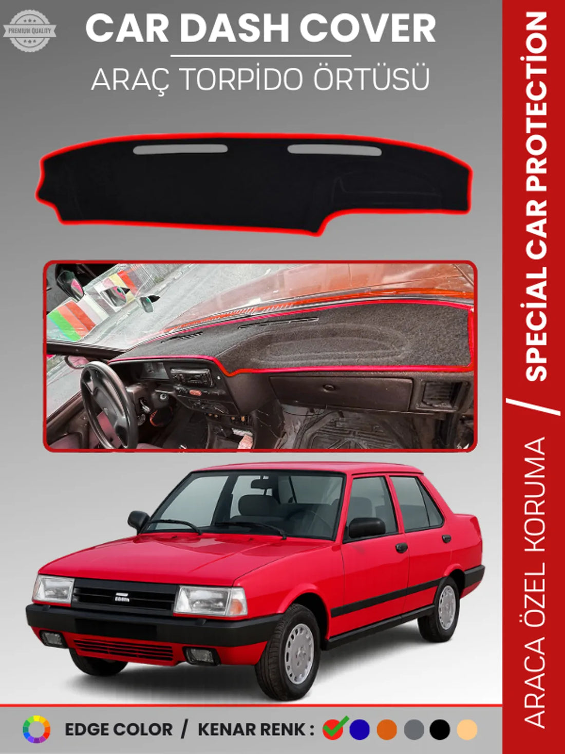 TOFAŞ DOĞAN SLX / ŞAHİN SLX (1993-2002) Uyumlu Torpido Örtüsü Araca Özel Ön Göğüs Koruma