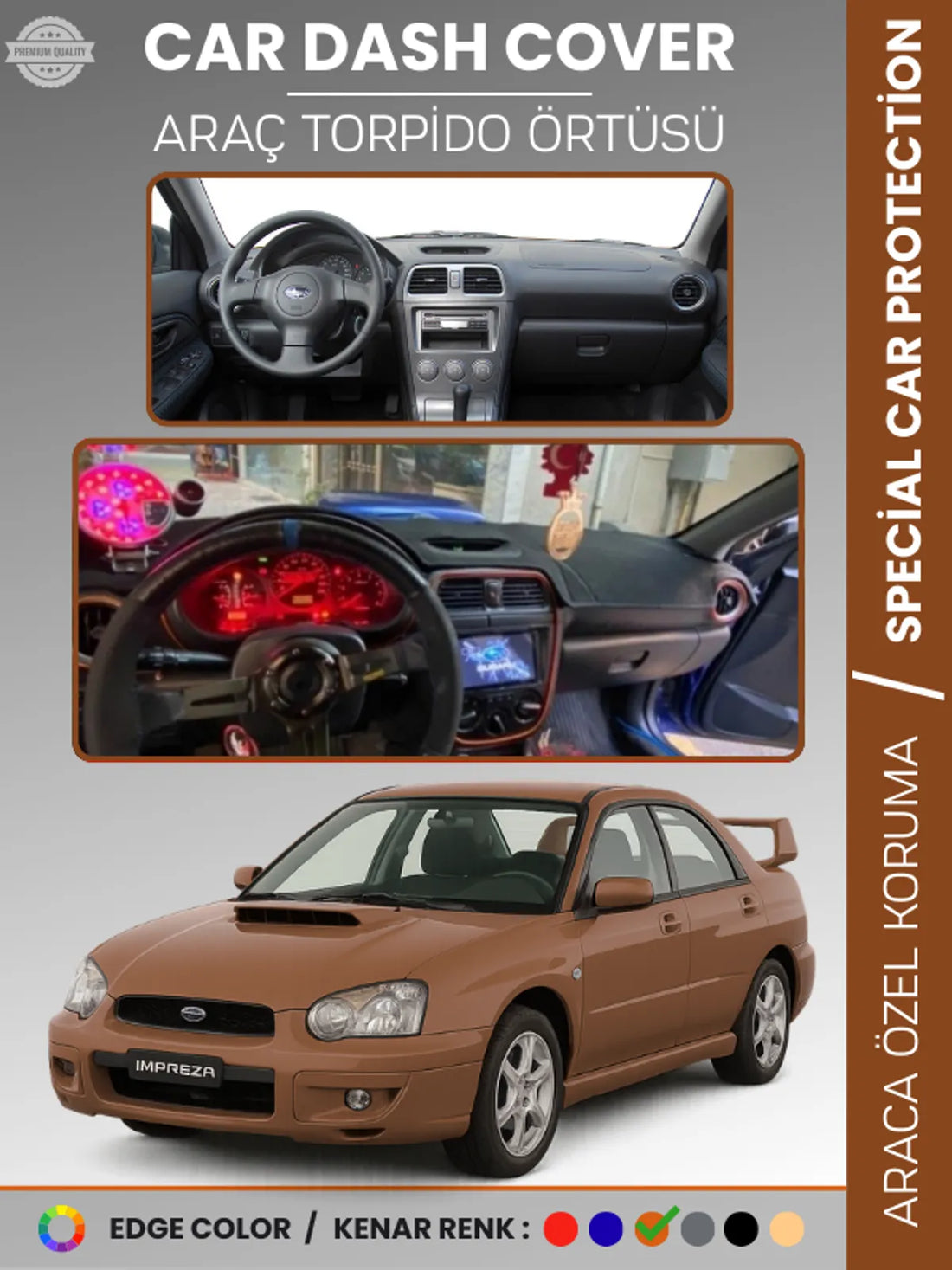 SUBARU IMPREZA (2000-2007) Uyumlu Torpido Örtüsü Araca Özel Ön Göğüs Koruma