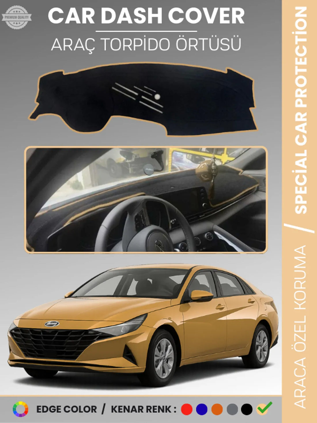 HYUNDAİ ELANTRA (2021+) Uyumlu Torpido Örtüsü Araca Özel Ön Göğüs Koruma