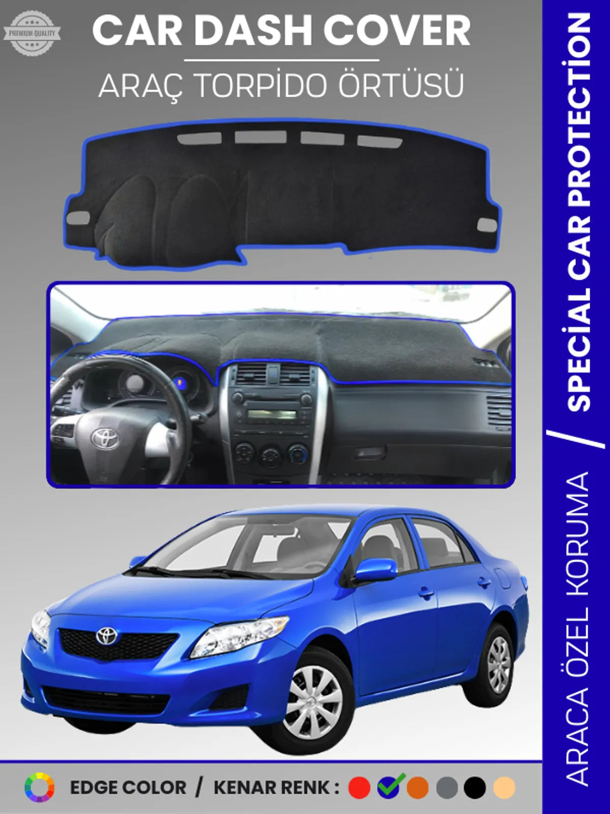 TOYOTA COROLLA E140 (2007-2013) Uyumlu Torpido Örtüsü Araca Özel Ön Göğüs Koruma