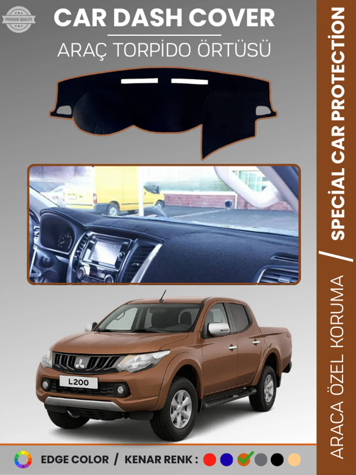 MITSUBISHI L200 (2015-2021) Uyumlu Torpido Örtüsü Araca Özel Ön Göğüs Koruma