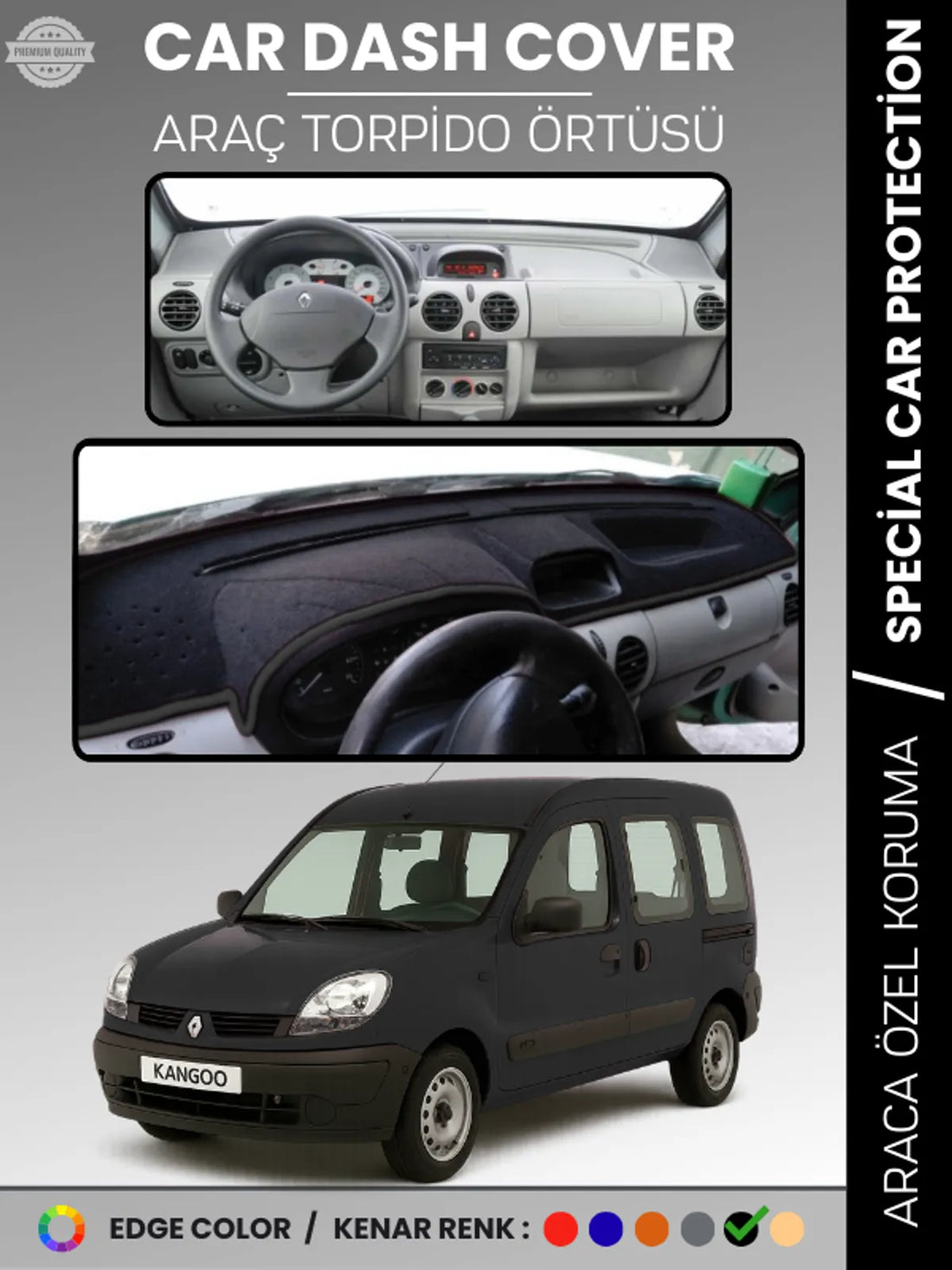 RENAULT KANGOO (1997-2008) Uyumlu Torpido Örtüsü Araca Özel Ön Göğüs Koruma