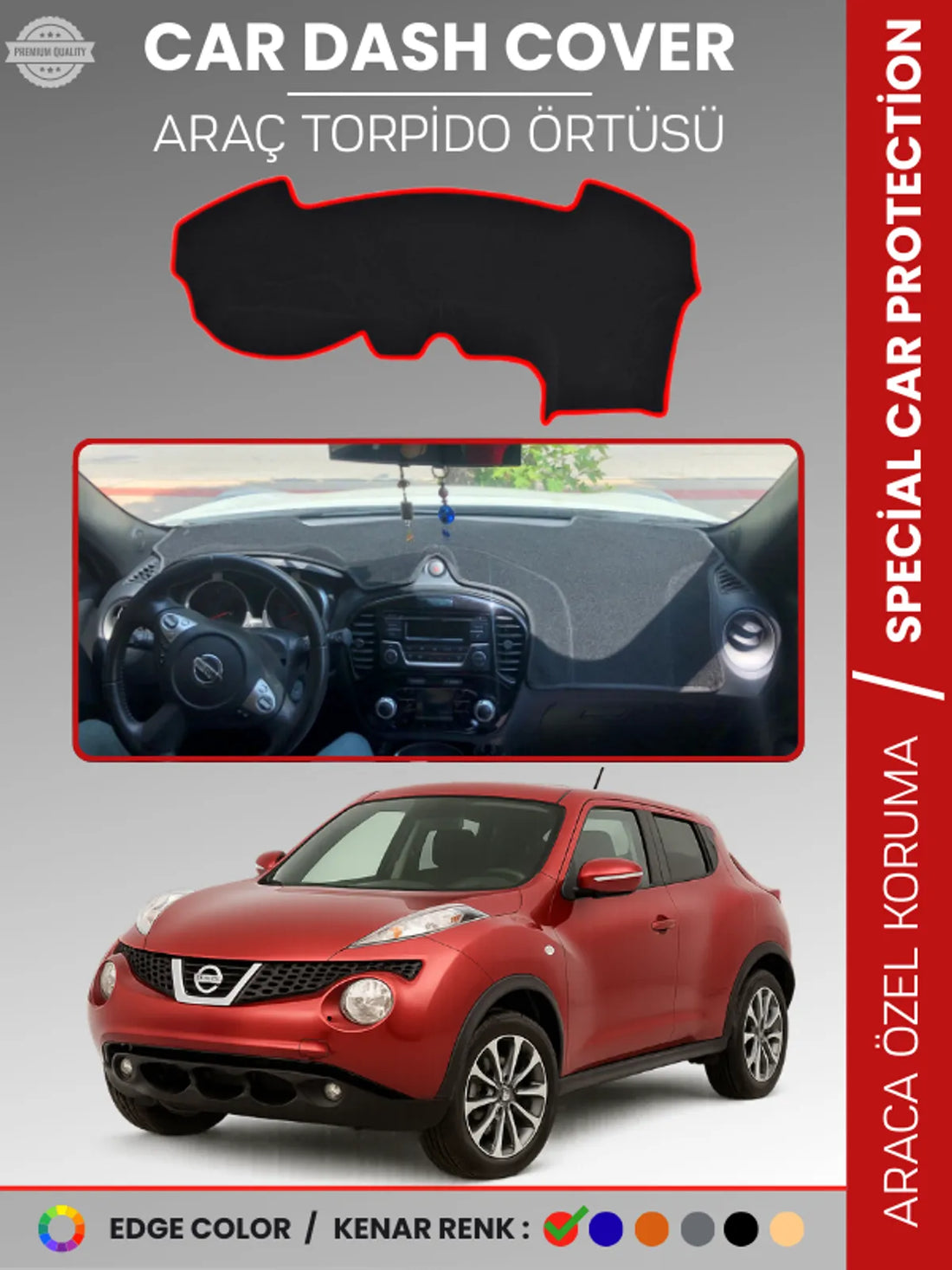 NISSAN JUKE F15 (2010-2019) Uyumlu Torpido Örtüsü Araca Özel Ön Göğüs Koruma