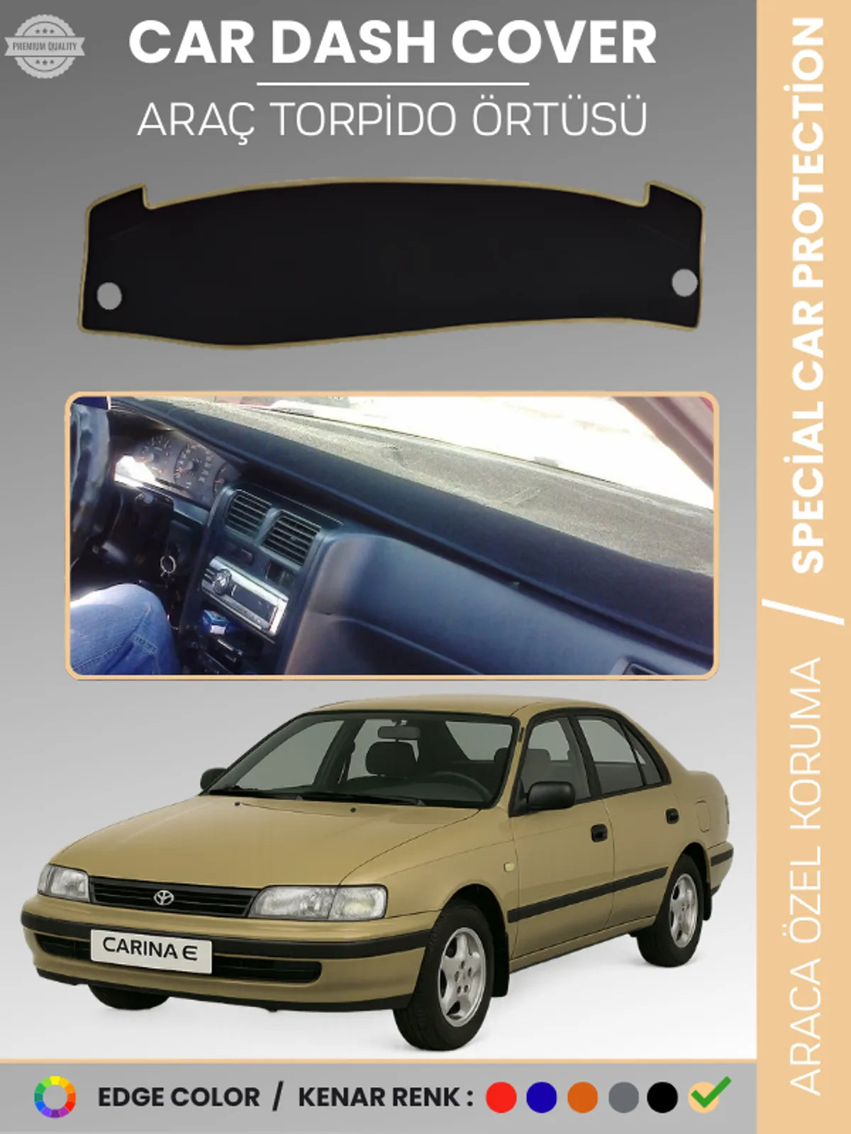 TOYOTA CARİNA-CORONA T190 AİRBAGSİZ (1991-1997) Uyumlu Torpido Örtüsü Araca Özel Ön Göğüs Koruma