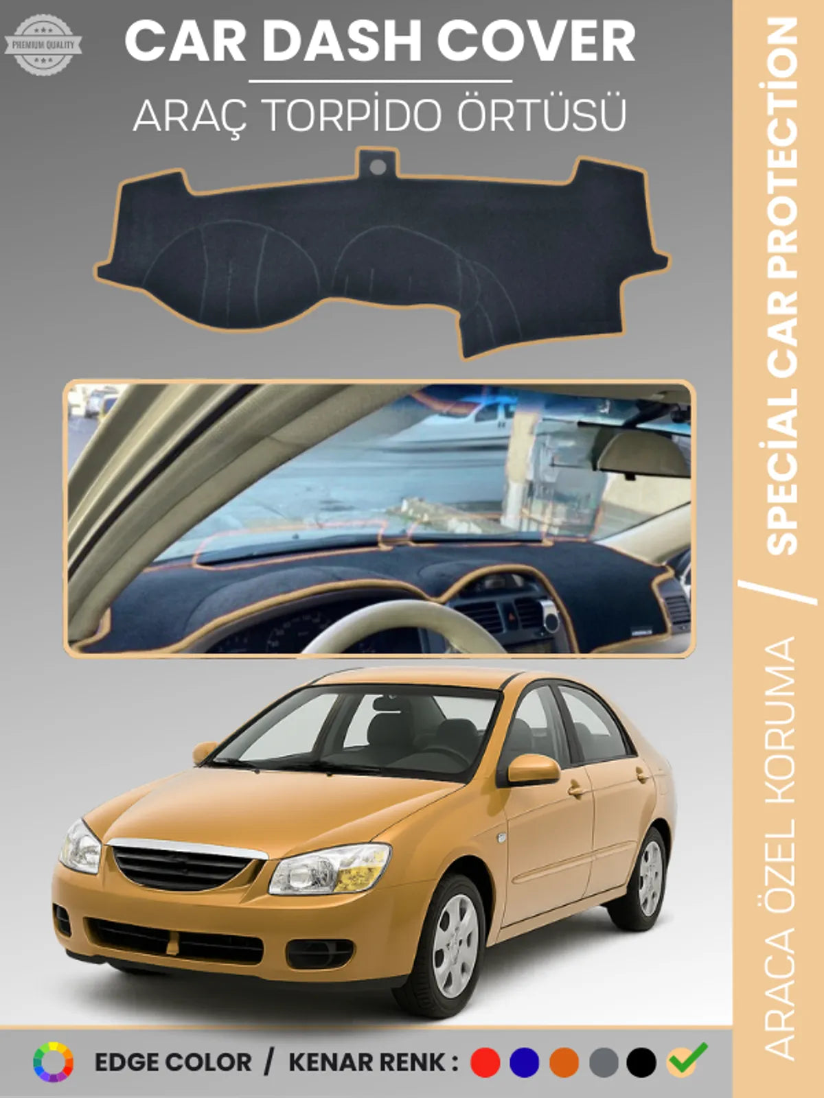 KİA CERATO (2004-2008) Uyumlu Torpido Örtüsü Araca Özel Ön Göğüs Koruma