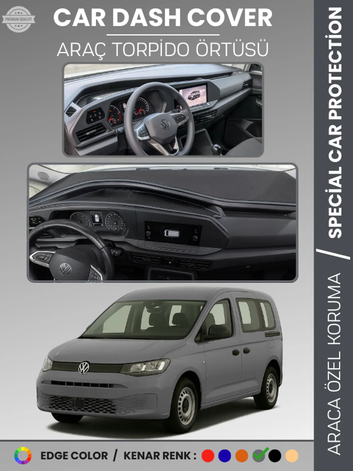 VOLKSWAGEN CADDY (2021+) Uyumlu Torpido Örtüsü Araca Özel Ön Göğüs Koruma