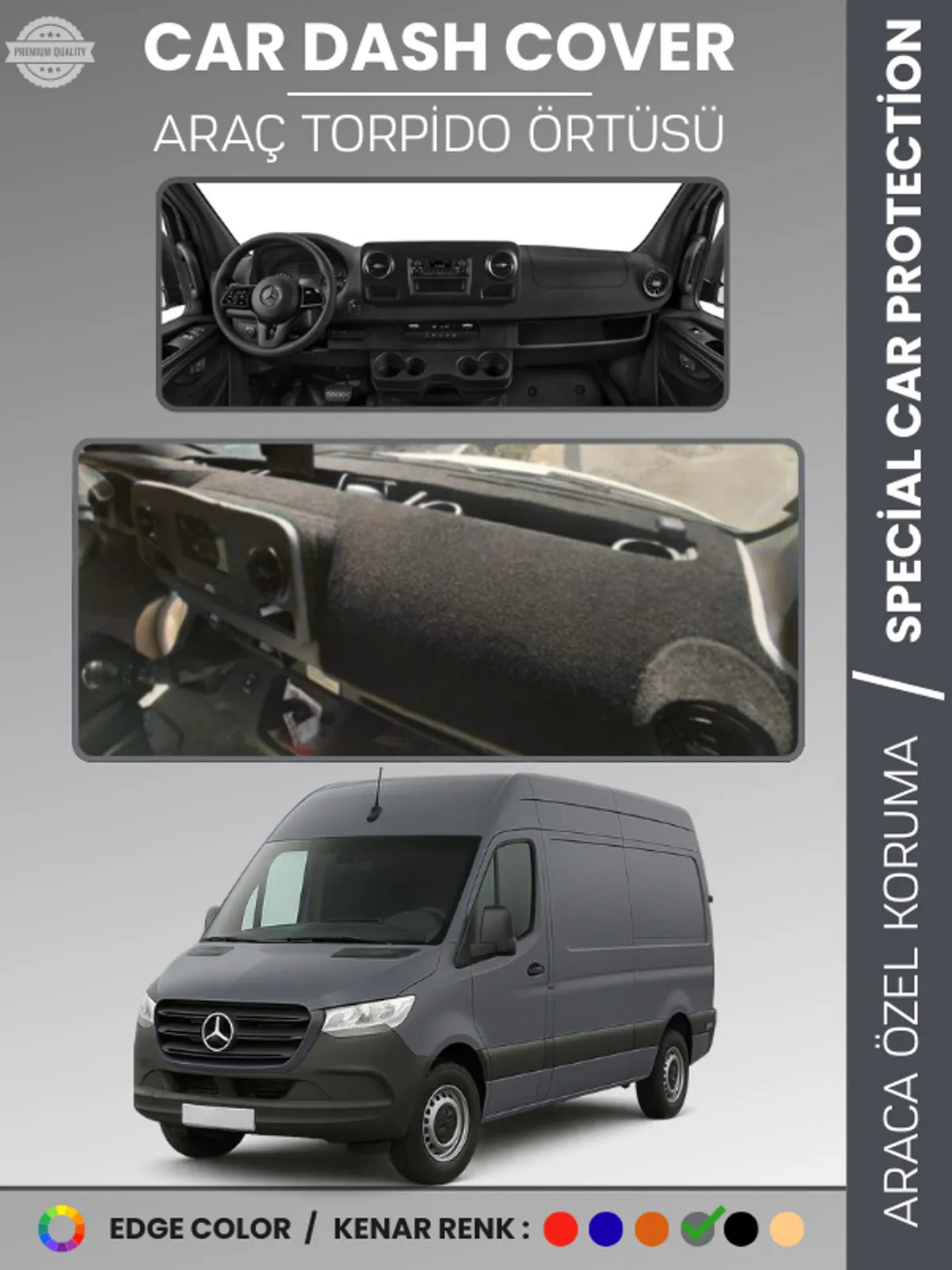 MERCEDES SPRINTER VS30 (2018-2024) Uyumlu Torpido Örtüsü Araca Özel Ön Göğüs Koruma