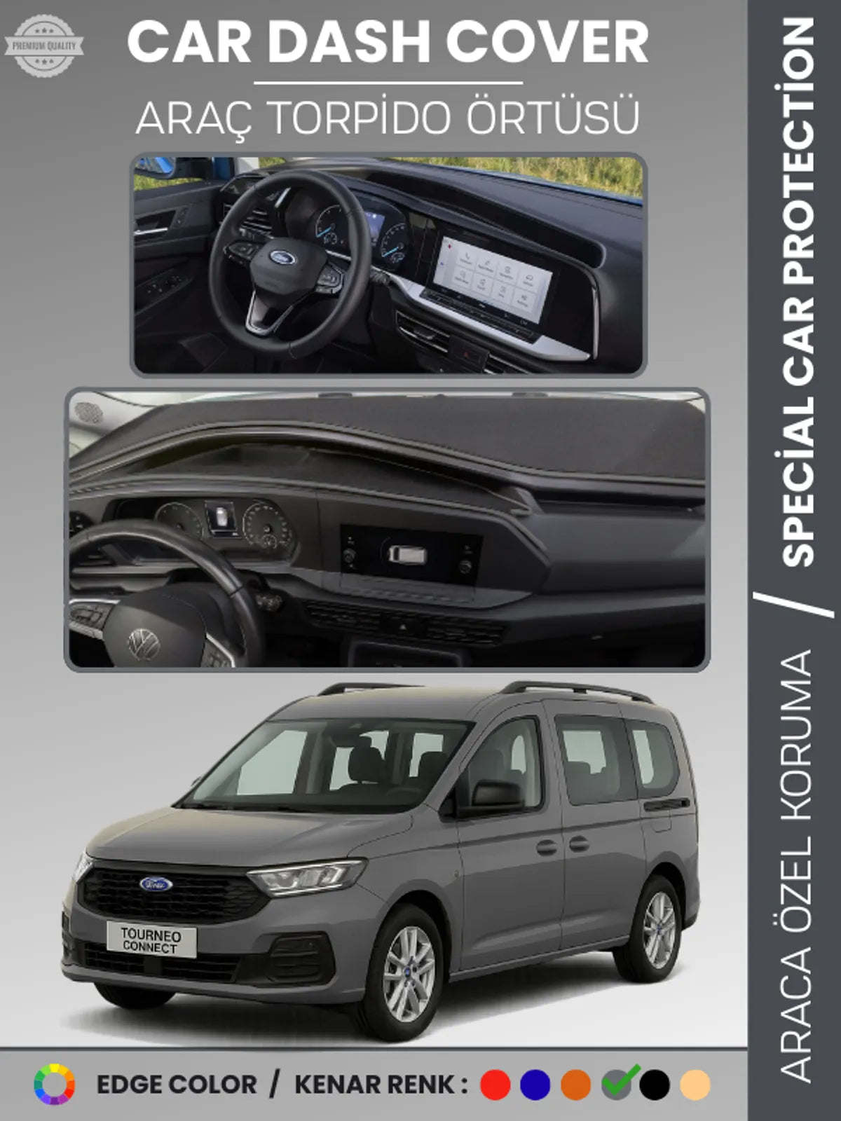 FORD TOURNEO CONNECT (2023+) Uyumlu Torpido Örtüsü Araca Özel Ön Göğüs Koruma