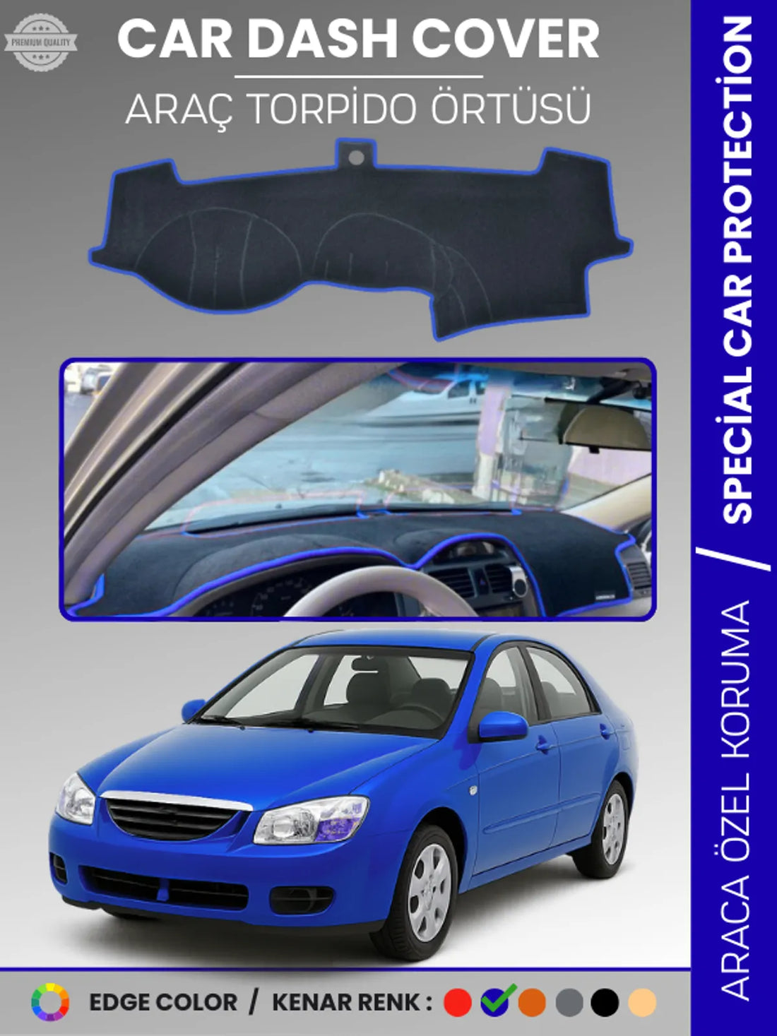 KİA CERATO (2004-2008) Uyumlu Torpido Örtüsü Araca Özel Ön Göğüs Koruma