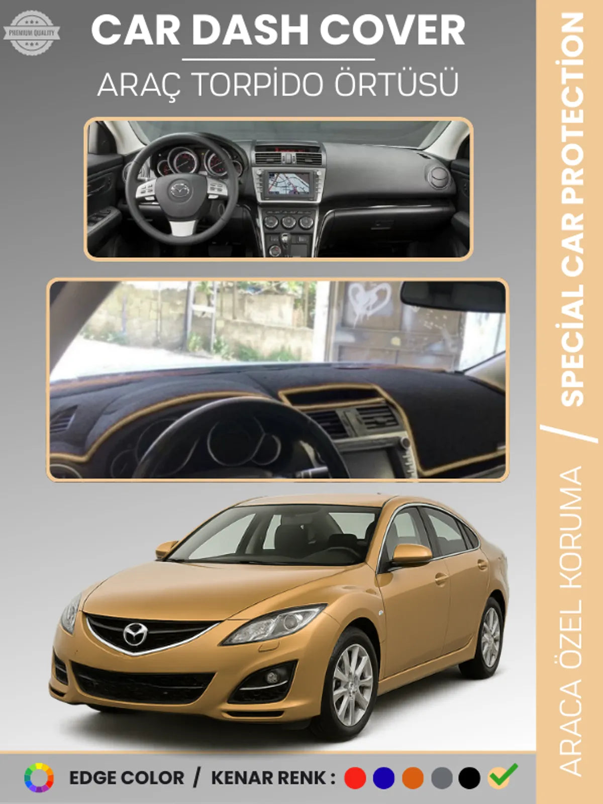 MAZDA 6 (2007-2013) Uyumlu Torpido Örtüsü Araca Özel Ön Göğüs Koruma