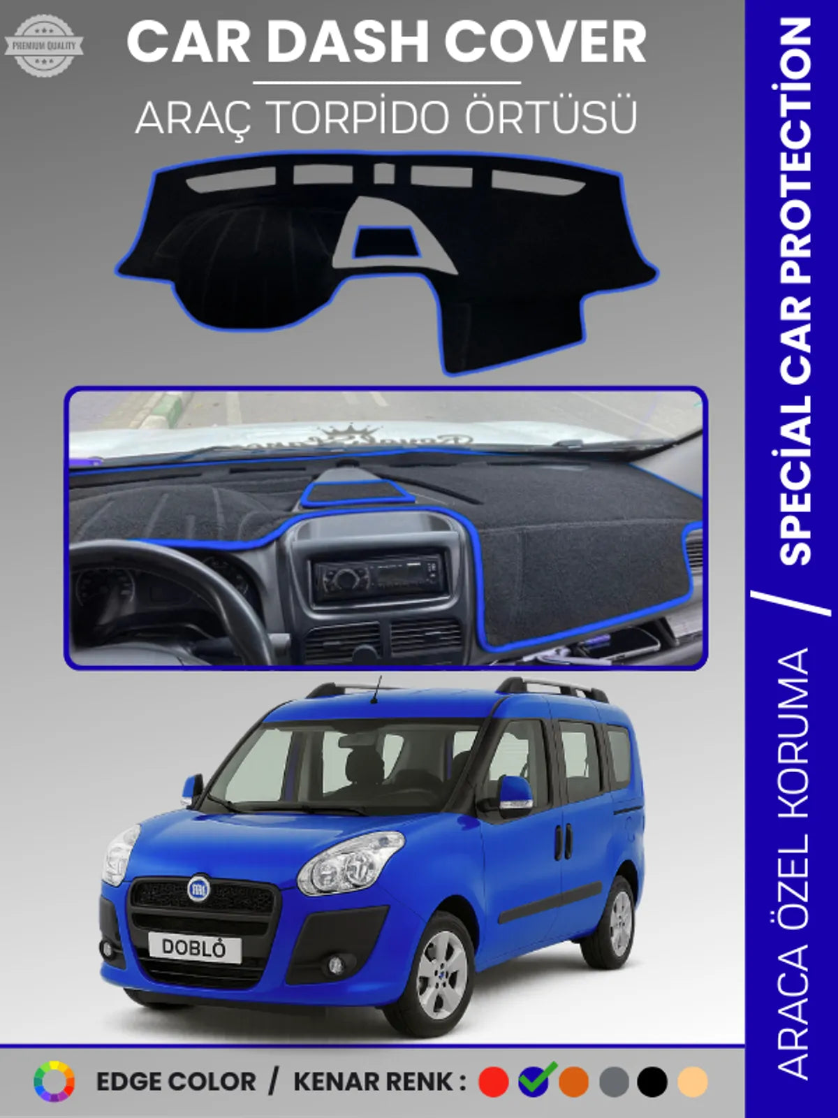FIAT DOBLO D3 KAPAKLI (2013-2015) Uyumlu Torpido Örtüsü Araca Özel Ön Göğüs Koruma