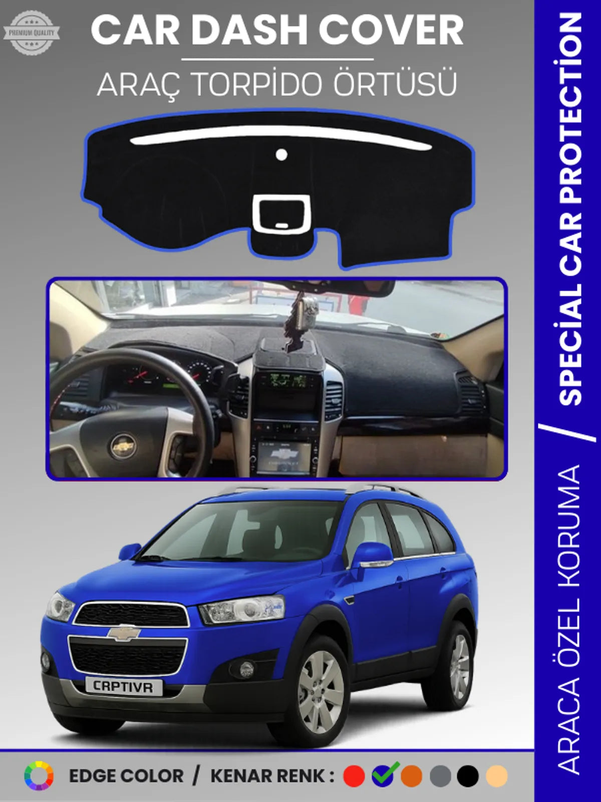 CHEVROLET CAPTİVA (2008-2011) Uyumlu Torpido Örtüsü Araca Özel Ön Göğüs Koruma