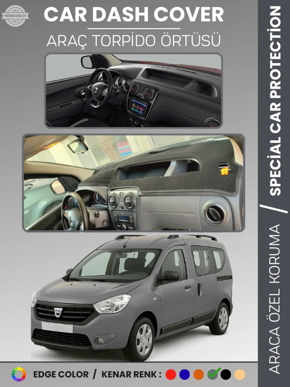 DACIA DOKKER (2012-2020) Uyumlu Torpido Örtüsü Araca Özel Ön Göğüs Koruma