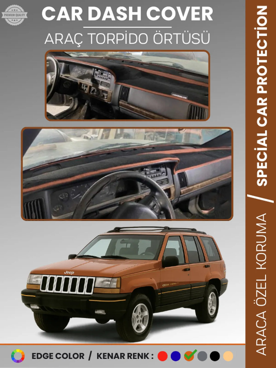 JEEP GRAND CHEROKEE (1993-1998) Uyumlu Torpido Örtüsü Araca Özel Ön Göğüs Koruma