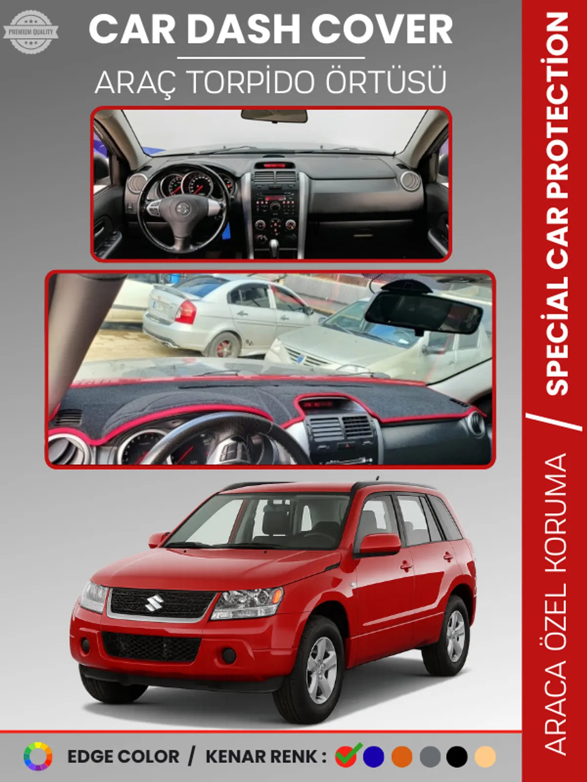 SUZUKI GRAND VİTARA (2006-2012) Uyumlu Torpido Örtüsü Araca Özel Ön Göğüs Koruma