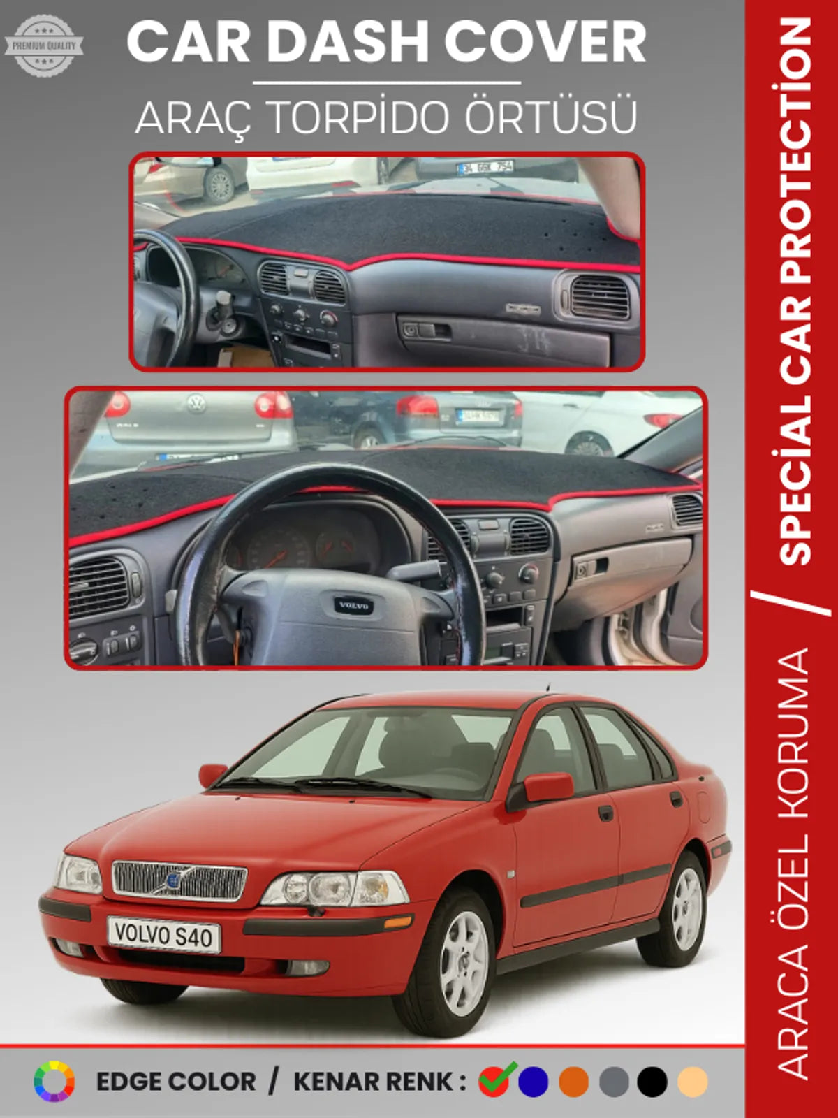 VOLVO S40 (1996-2002) Uyumlu Torpido Örtüsü Araca Özel Ön Göğüs Koruma