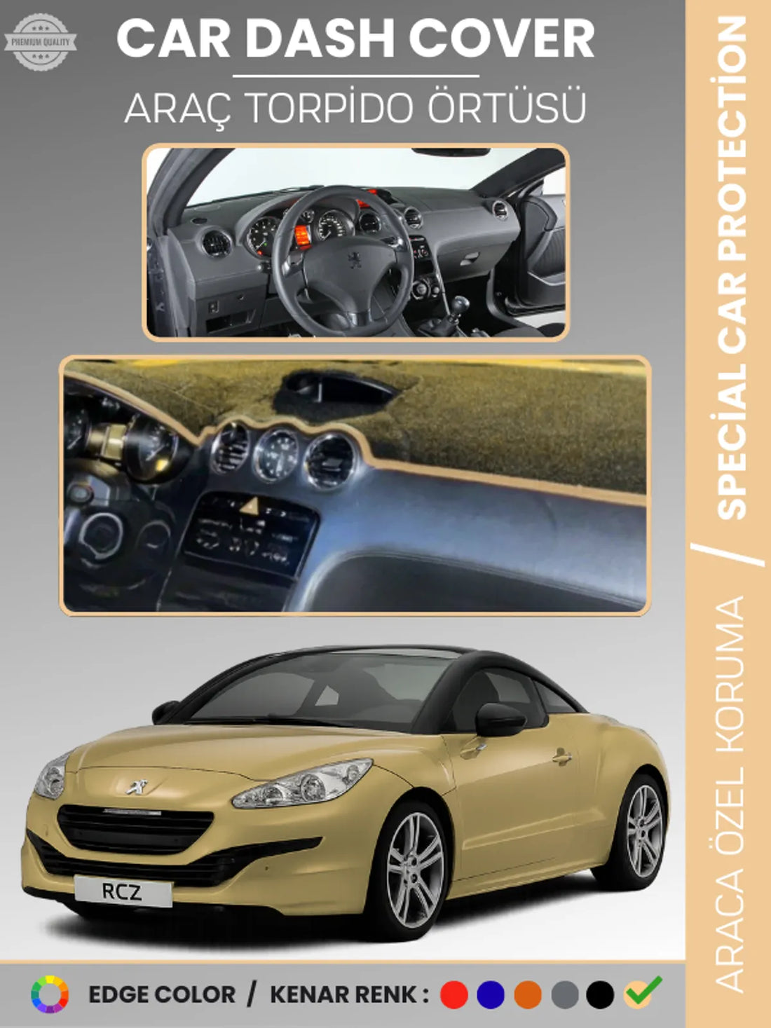 PEUGEOT PARTNER TEPEE (2008-2018) Uyumlu Torpido Örtüsü Araca Özel Ön Göğüs Koruma