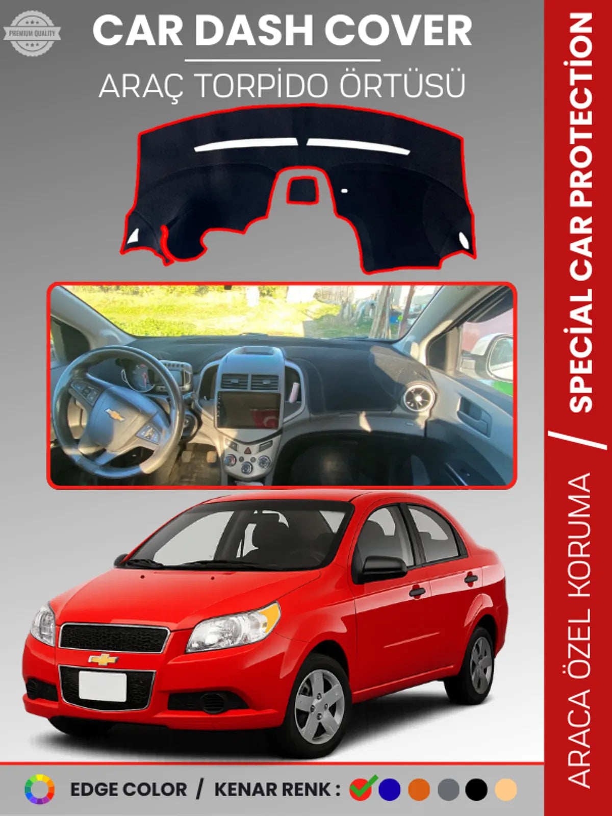 CHEVROLET AVEO (2011-2020) Uyumlu Torpido Örtüsü Araca Özel Ön Göğüs Koruma