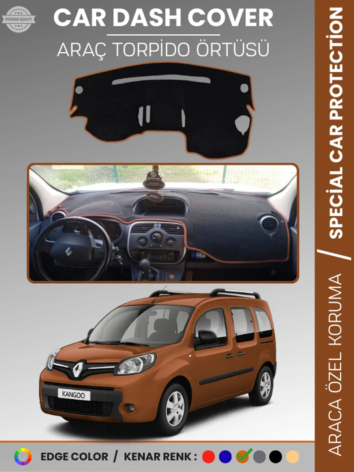 RENAULT KANGOO (2009-2019) Uyumlu Torpido Örtüsü Araca Özel Ön Göğüs Koruma