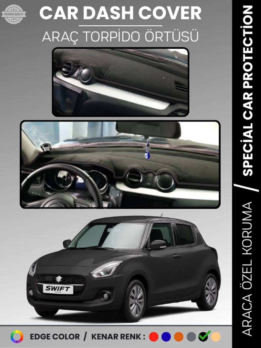 SUZUKI SWİFT (2017-2020) Uyumlu Torpido Örtüsü Araca Özel Ön Göğüs Koruma