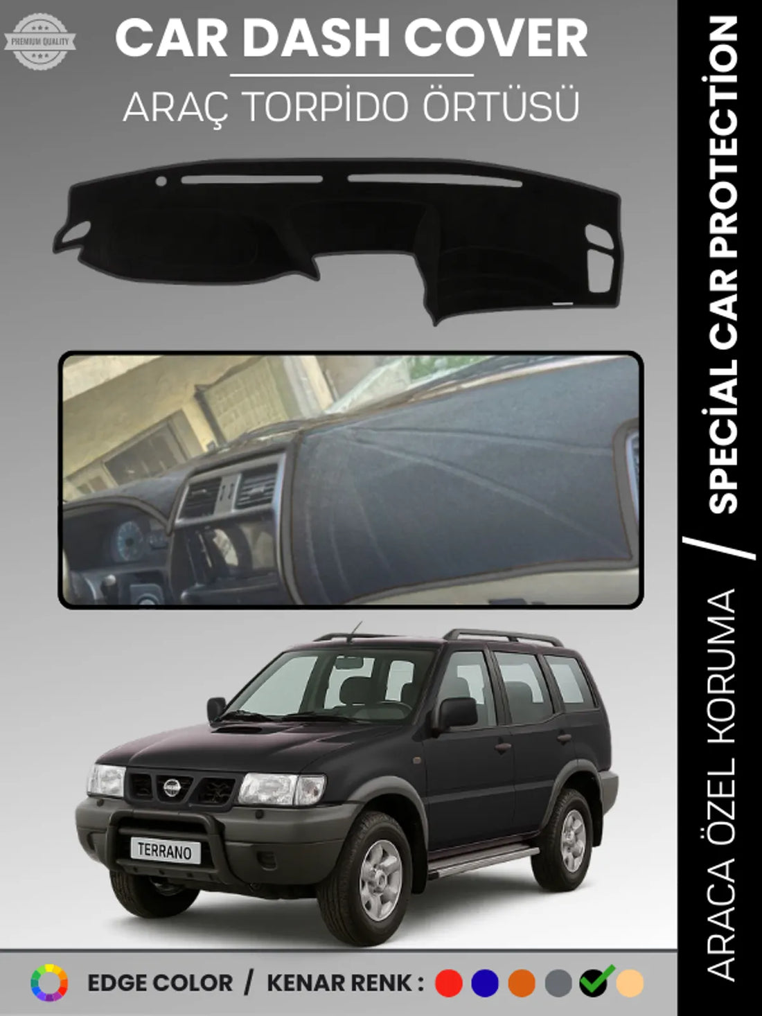 NİSSAN TERRANO DÜZ MODEL (1999-2003) Uyumlu Torpido Örtüsü Araca Özel Ön Göğüs Koruma