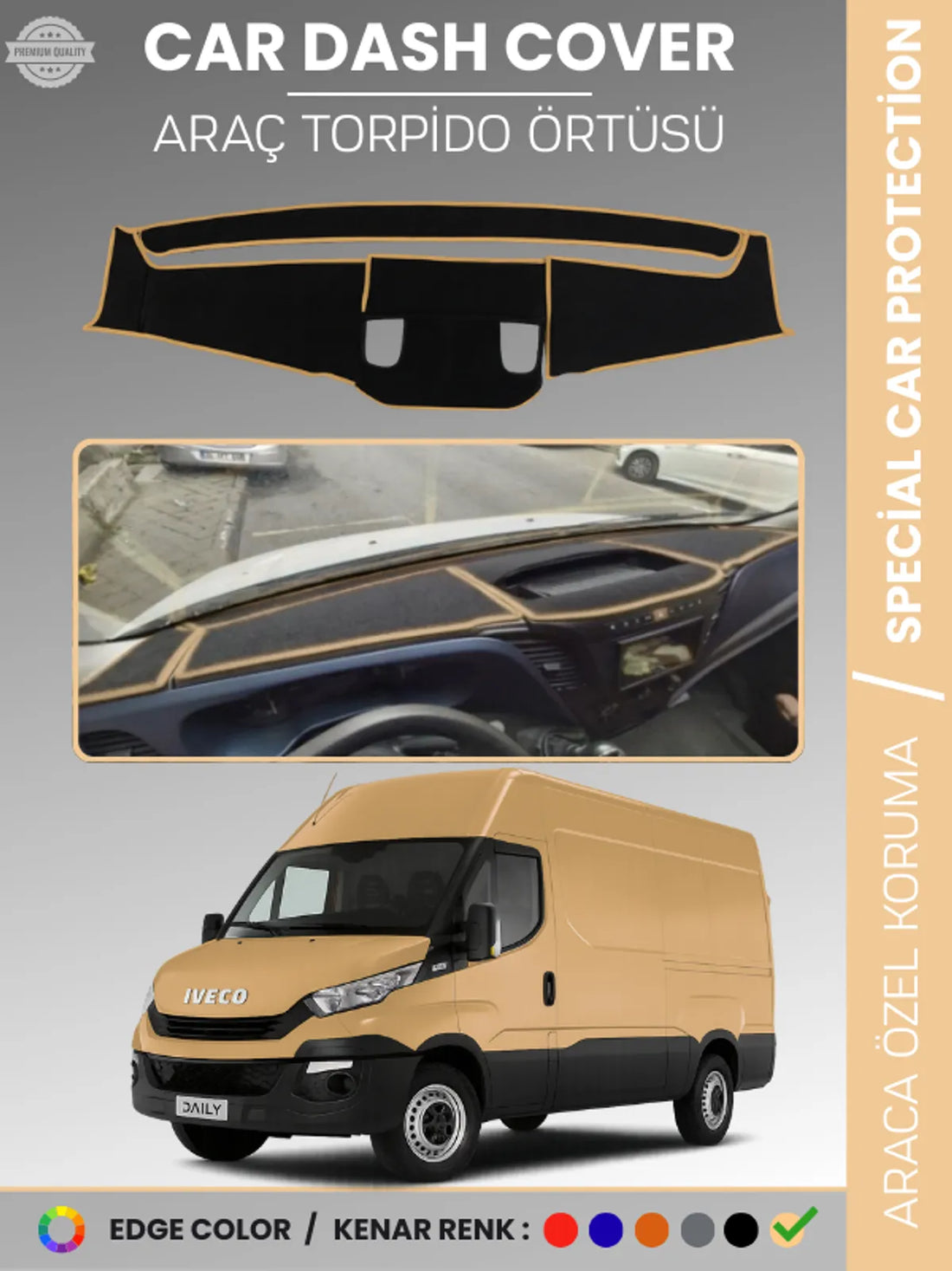 IVECO DAILY (2014-2019) Uyumlu Torpido Örtüsü Araca Özel Ön Göğüs Koruma
