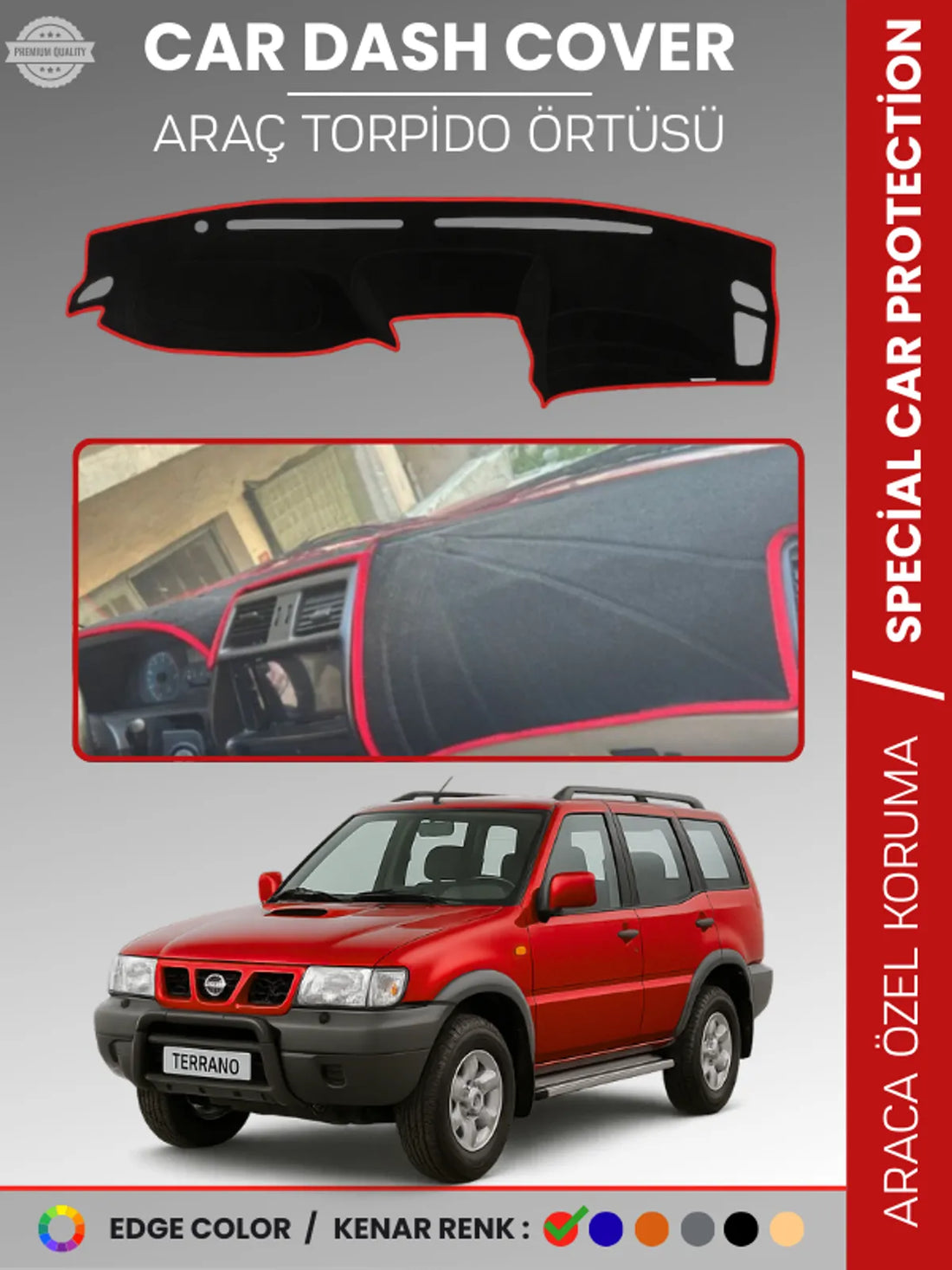 NİSSAN TERRANO DÜZ MODEL (1999-2003) Uyumlu Torpido Örtüsü Araca Özel Ön Göğüs Koruma