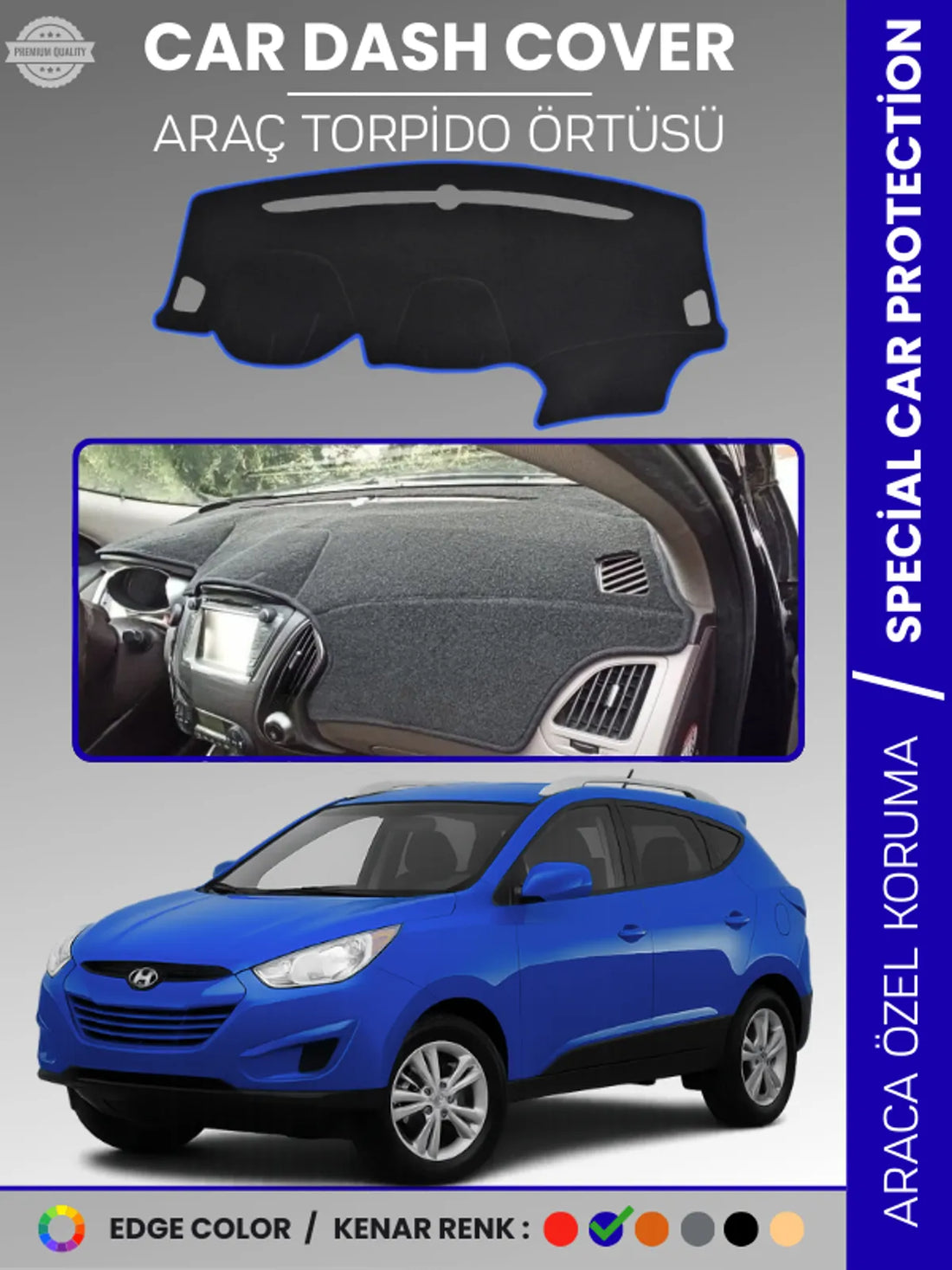 HYUNDAİ TUCSON (2009-2015) Uyumlu Torpido Örtüsü Araca Özel Ön Göğüs Koruma
