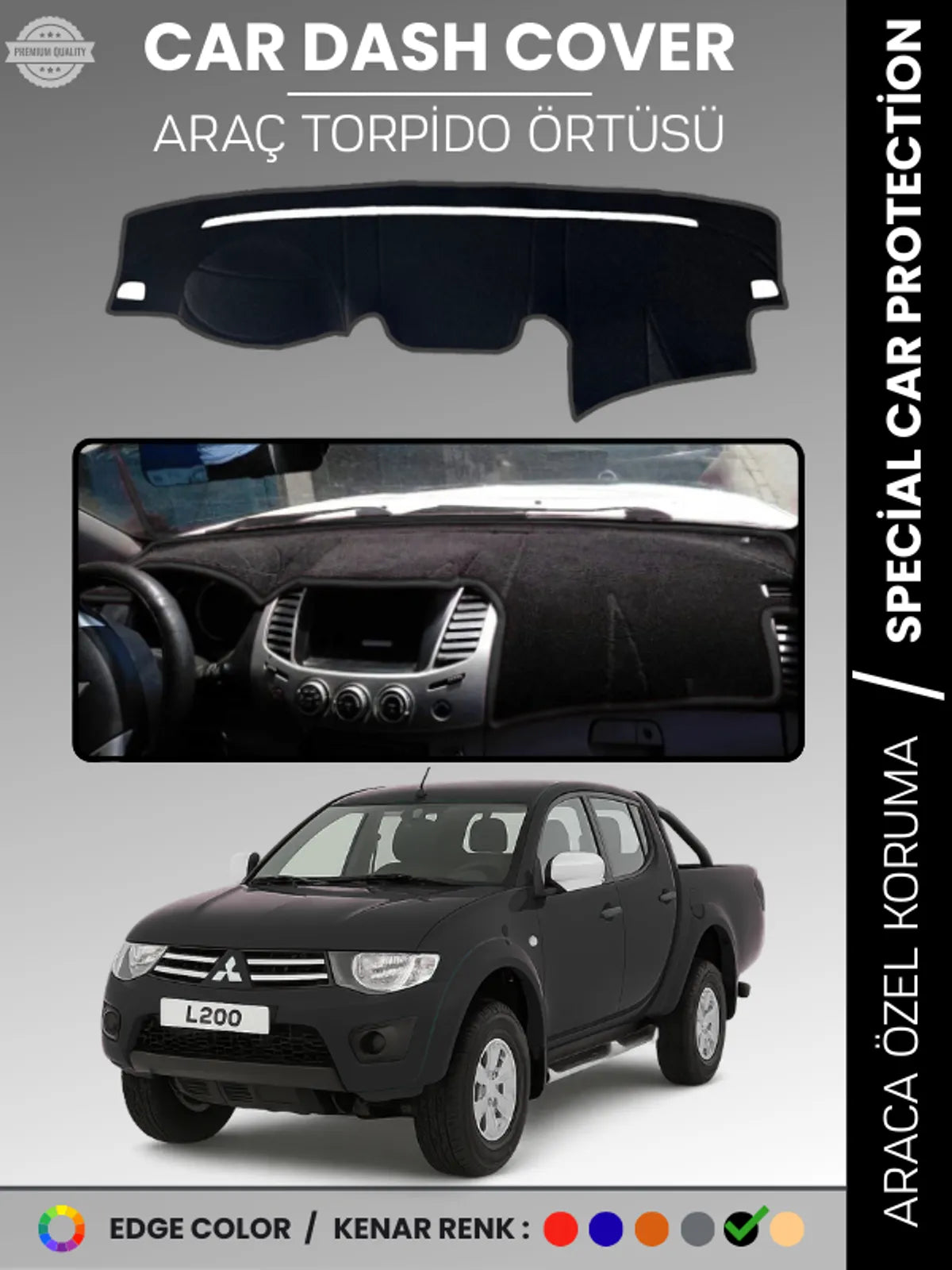 MITSUBISHI L200 (2006-2015) Uyumlu Torpido Örtüsü Araca Özel Ön Göğüs Koruma