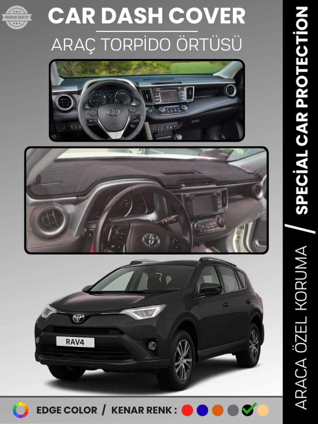 TOYOTA RAV4 XA40 (2013-2018) Uyumlu Torpido Örtüsü Araca Özel Ön Göğüs Koruma