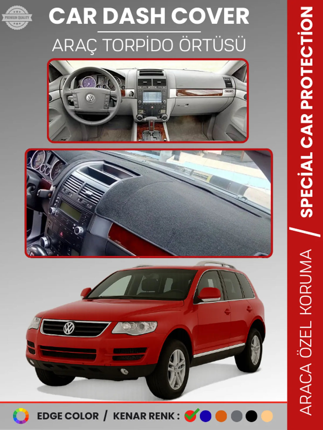 VOLKSWAGEN TOUAREG (2002-2010) Uyumlu Torpido Örtüsü Araca Özel Ön Göğüs Koruma