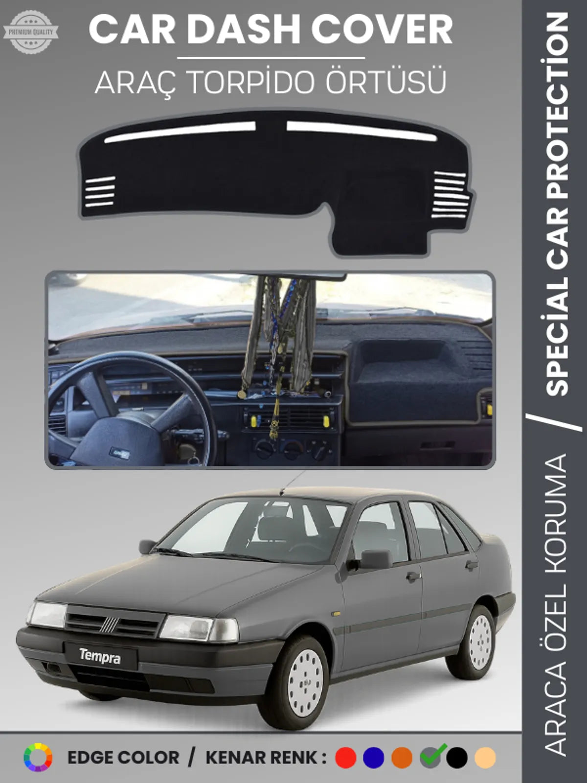 FIAT TEMPRA (1992-1997) Uyumlu Torpido Örtüsü Araca Özel Ön Göğüs Koruma
