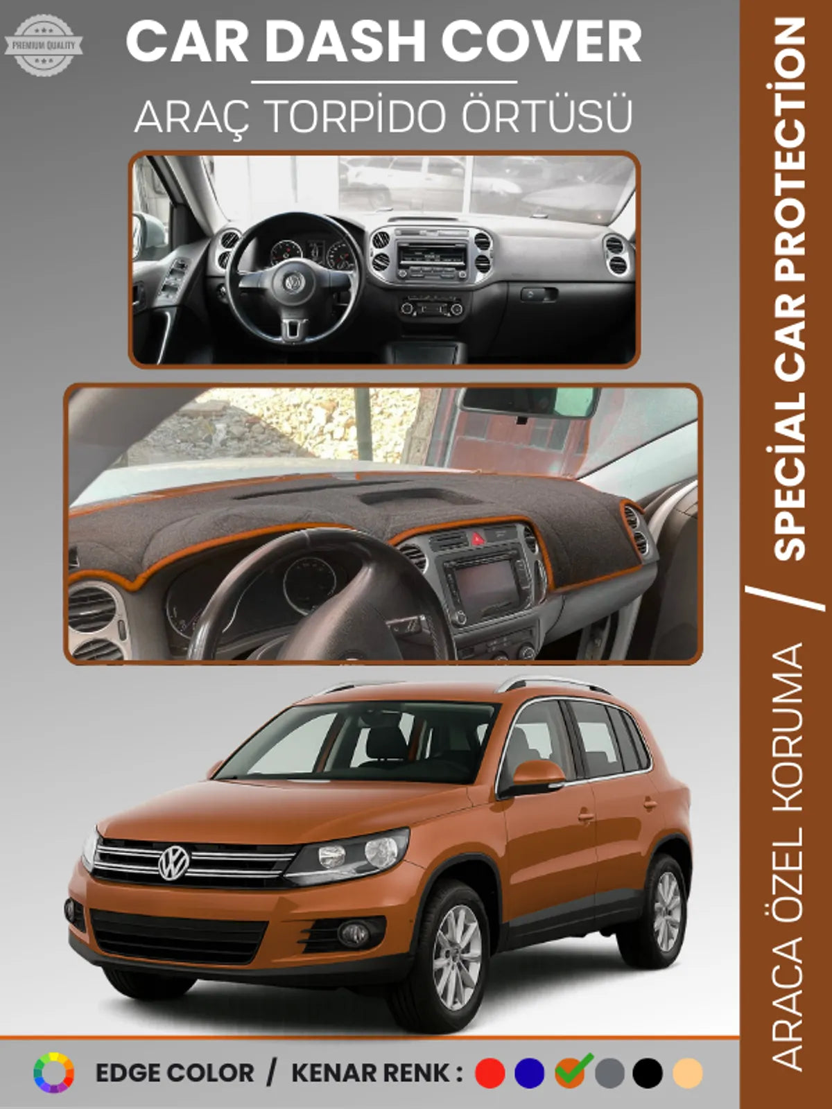 VOLKSWAGEN TIGUAN (2007-2015) Uyumlu Torpido Örtüsü Araca Özel Ön Göğüs Koruma