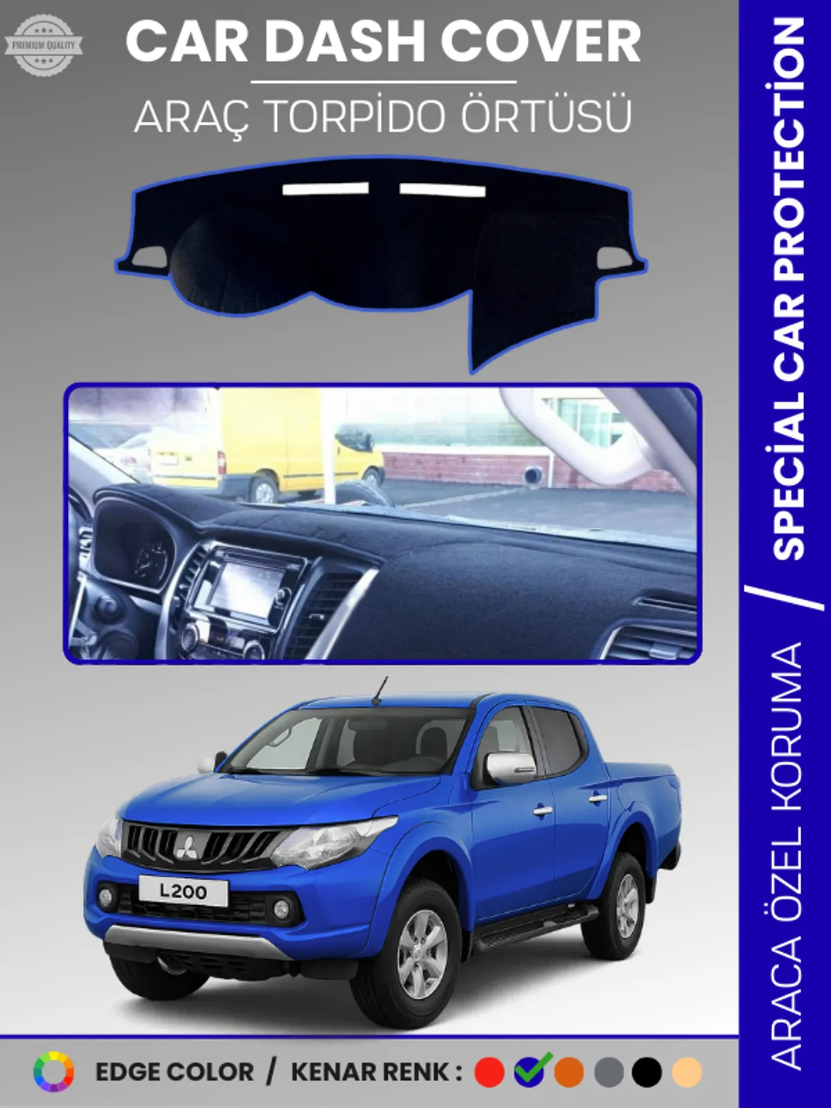 MITSUBISHI L200 (2015-2021) Uyumlu Torpido Örtüsü Araca Özel Ön Göğüs Koruma