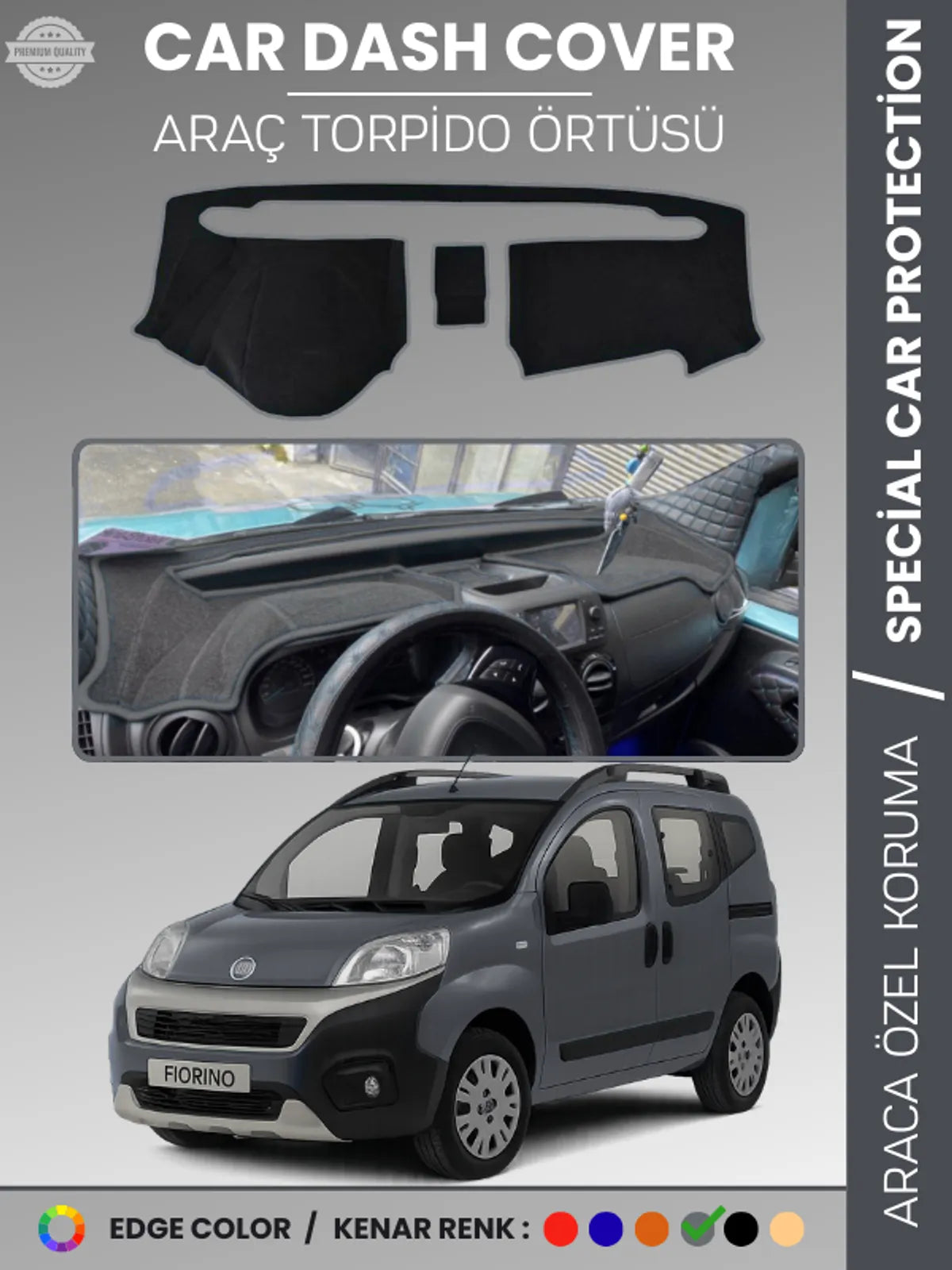 FIAT FİORİNO (2007-2024) Uyumlu Torpido Örtüsü Araca Özel Ön Göğüs Koruma