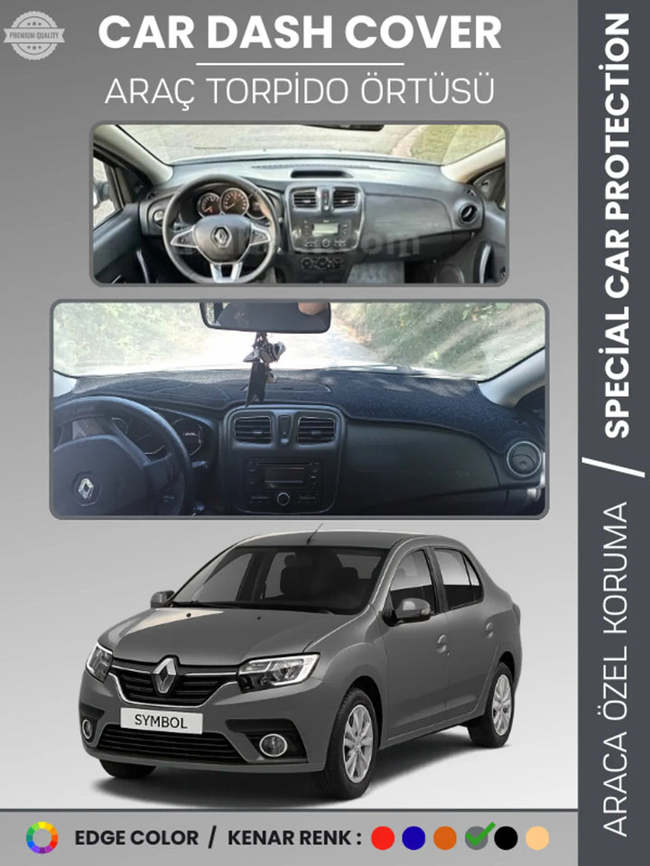 RENAULT SYMBOL 3 SAKLAMA GÖZSÜZ (2013-2021) Uyumlu Torpido Örtüsü Araca Özel Ön Göğüs Koruma