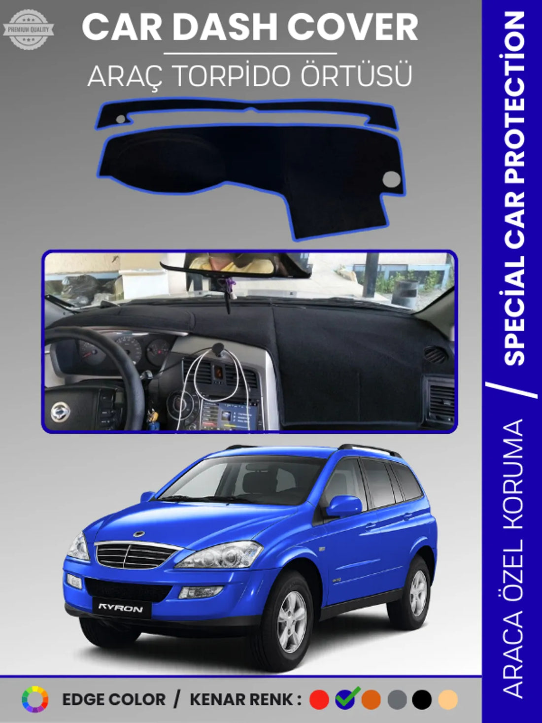 SSANGYONG KYRON (2005-2015) Uyumlu Torpido Örtüsü Araca Özel Ön Göğüs Koruma